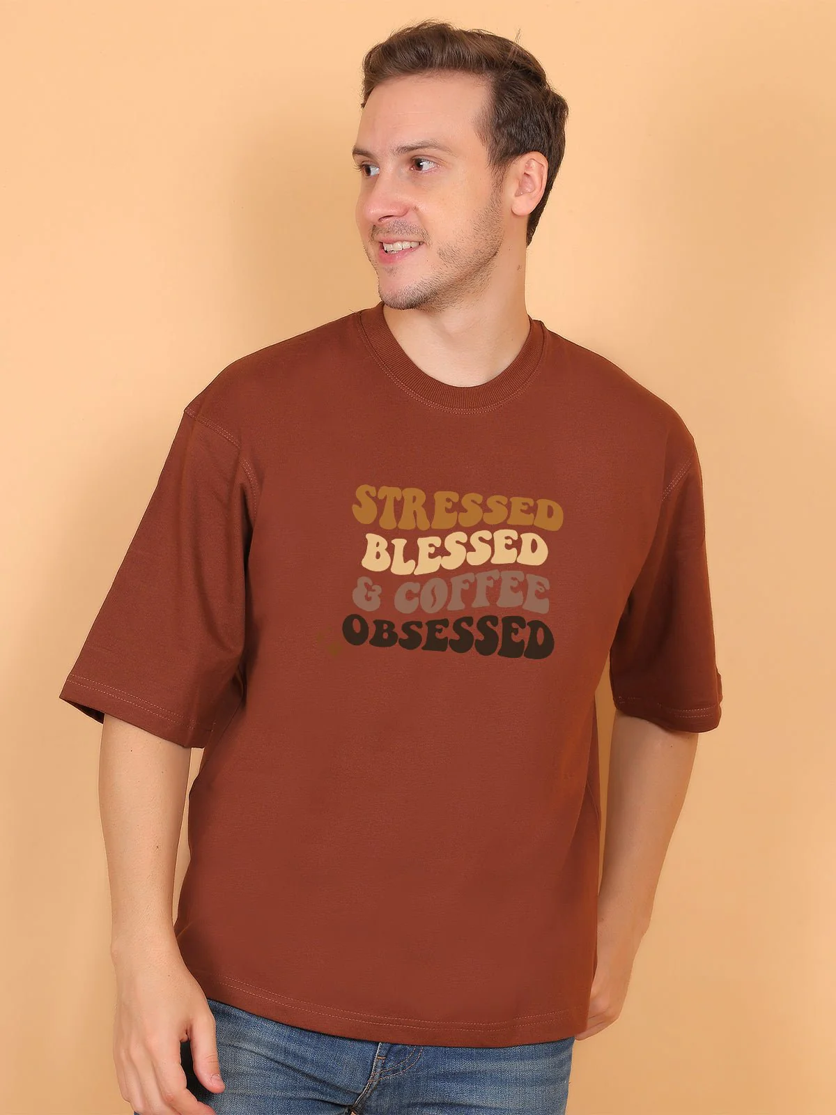 Stressed Blessed and Coffee Obsessed Oversize T-Shirt - Image 2