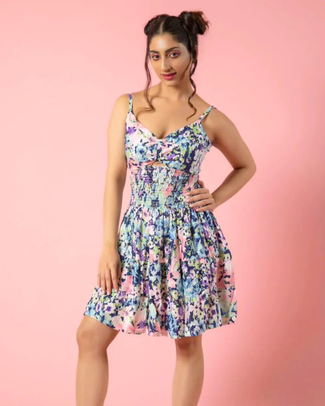 Stretchable A-Line Crepe Fit Mini Dress - Image 14