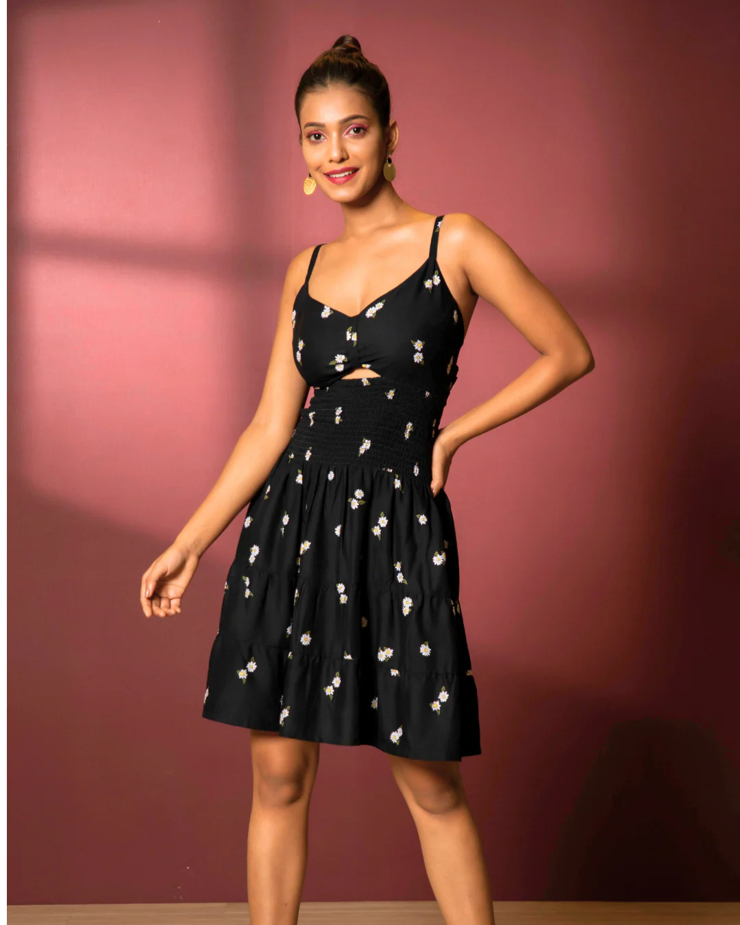 Stretchable A-Line Crepe Fit Mini Dress - Image 2
