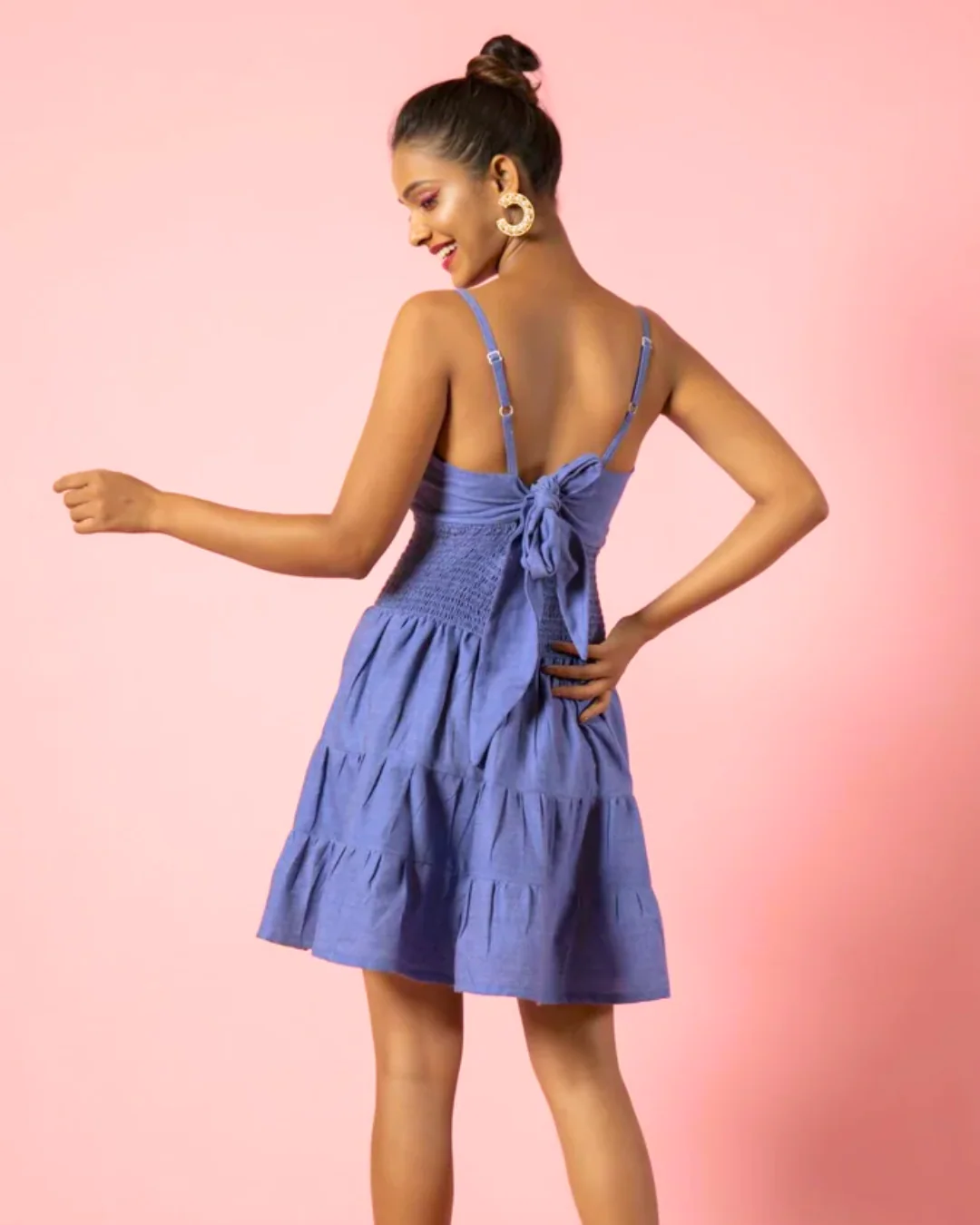 Stretchable A-Line Crepe Fit Mini Dress - Image 3