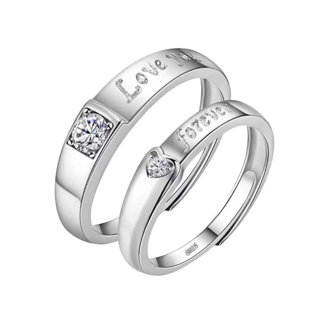 Stylish Adjustable Sterling Silver Plated Romantic Imperial Couple Ring For Men & Women For Gift Wedding Engagement Sterling Silver Platinum Plated - Image 8