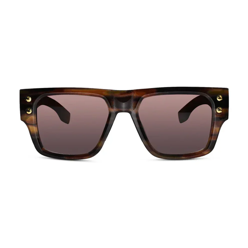 Stylish Bold Black with Green Tint Rectangular Sunglasses - Image 7