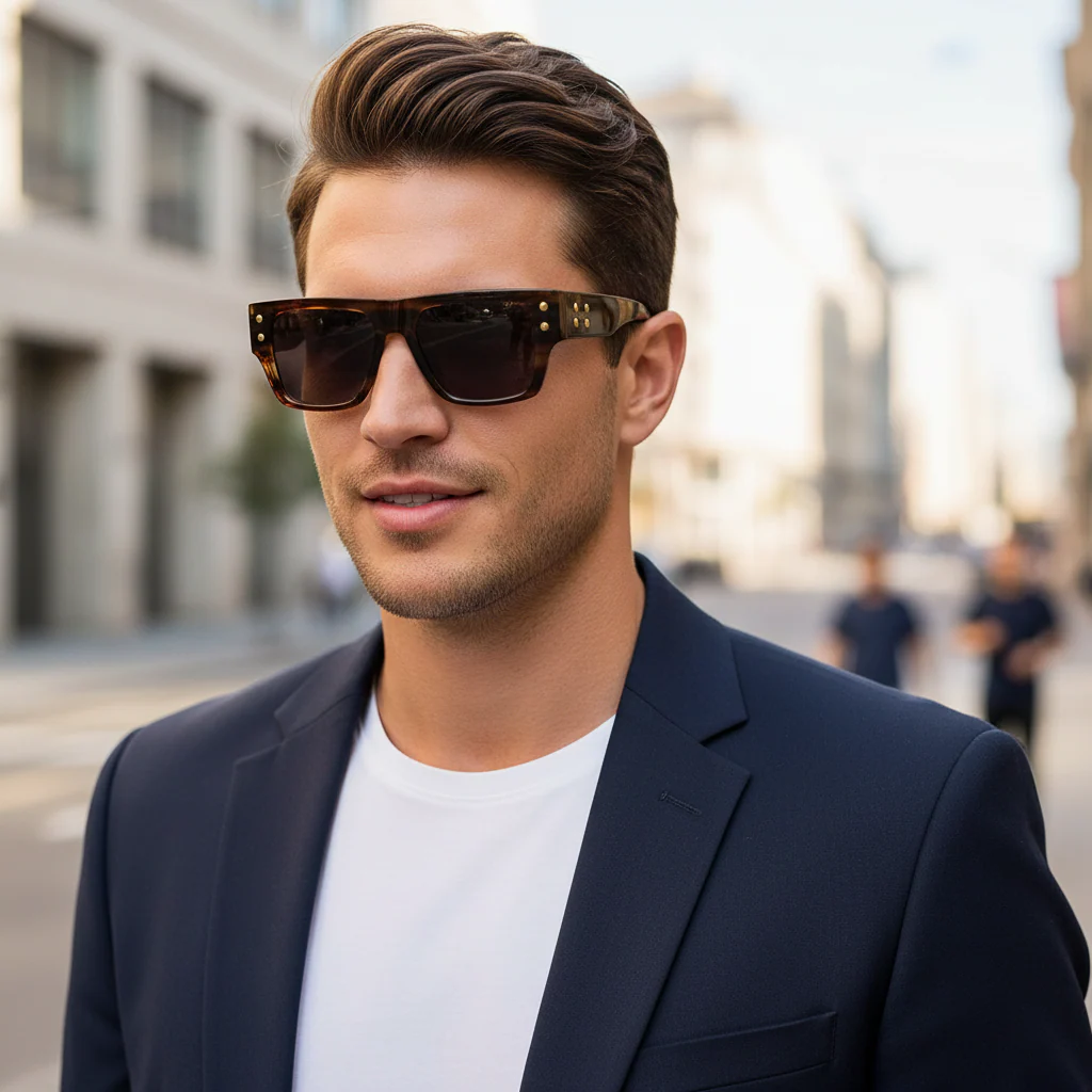Stylish Bold Tint Rectangular Brown Sunglasses