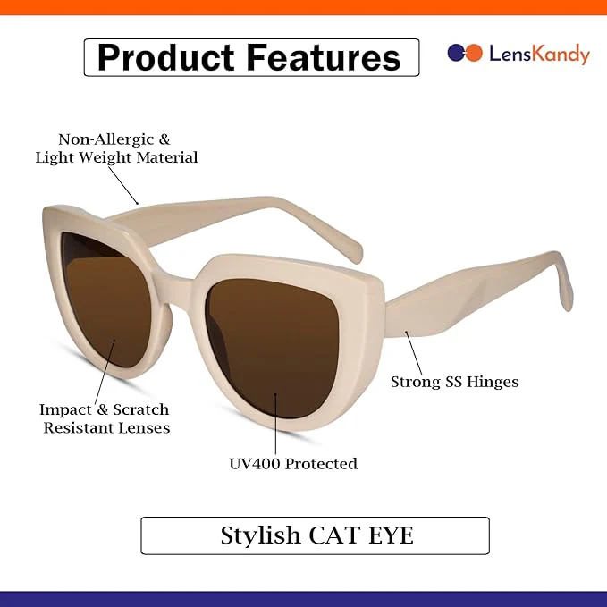 Stylish Cat Eye White Sunglasses For Women - Image 4