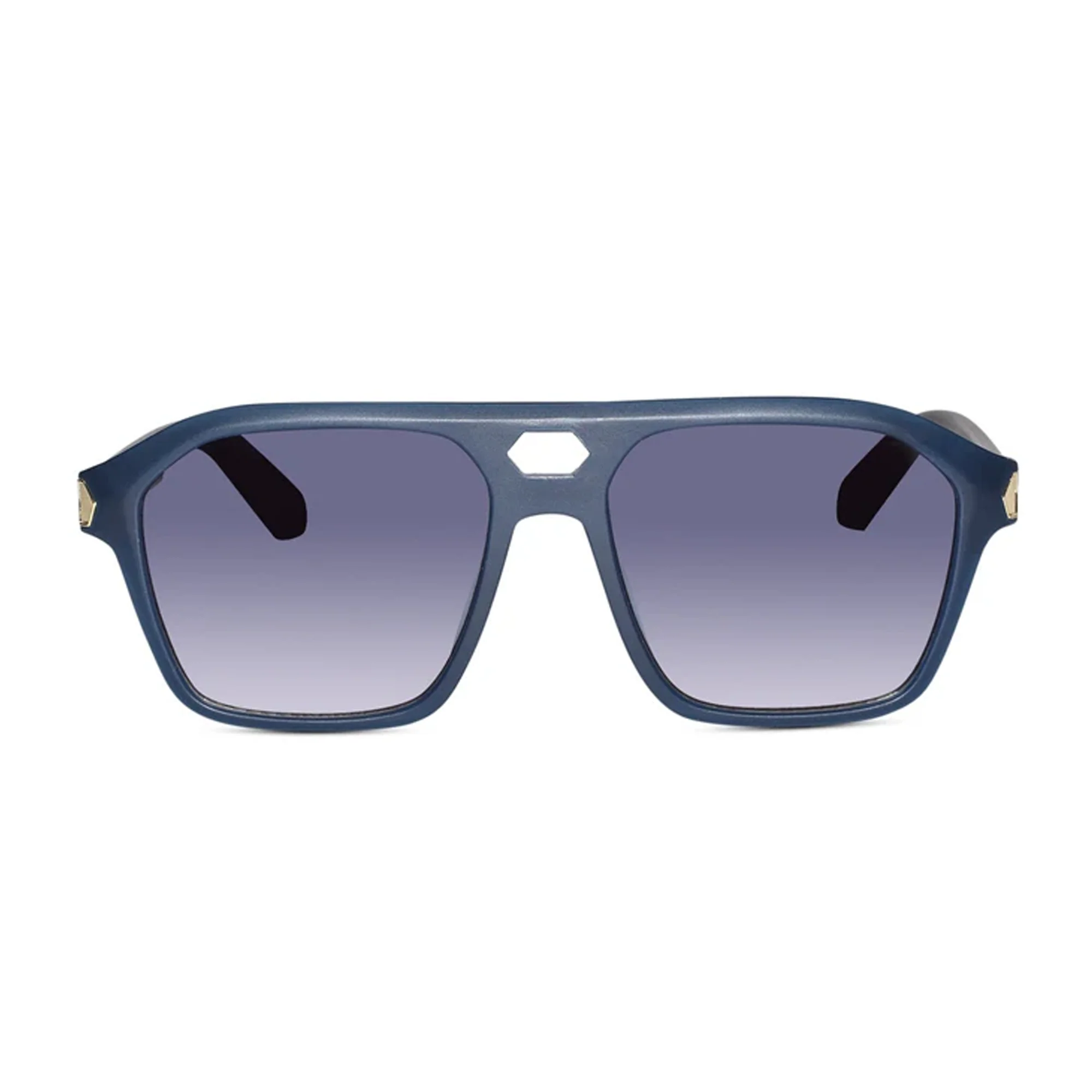 Stylish Matt Blue Rectangular Sunglasses For Men - Image 2