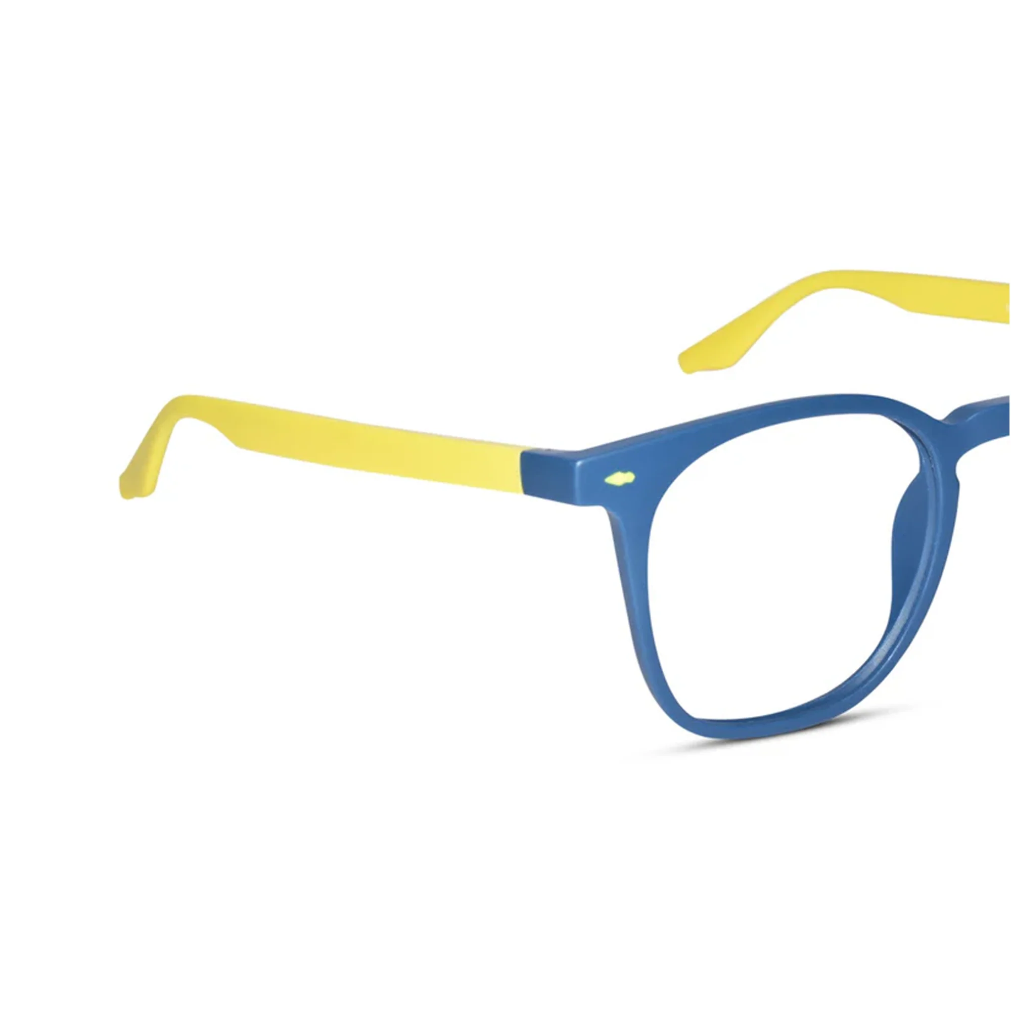 Stylish Matt Blue-Yellow Wayfarer Eyeglasses For Men & Women - Image 3