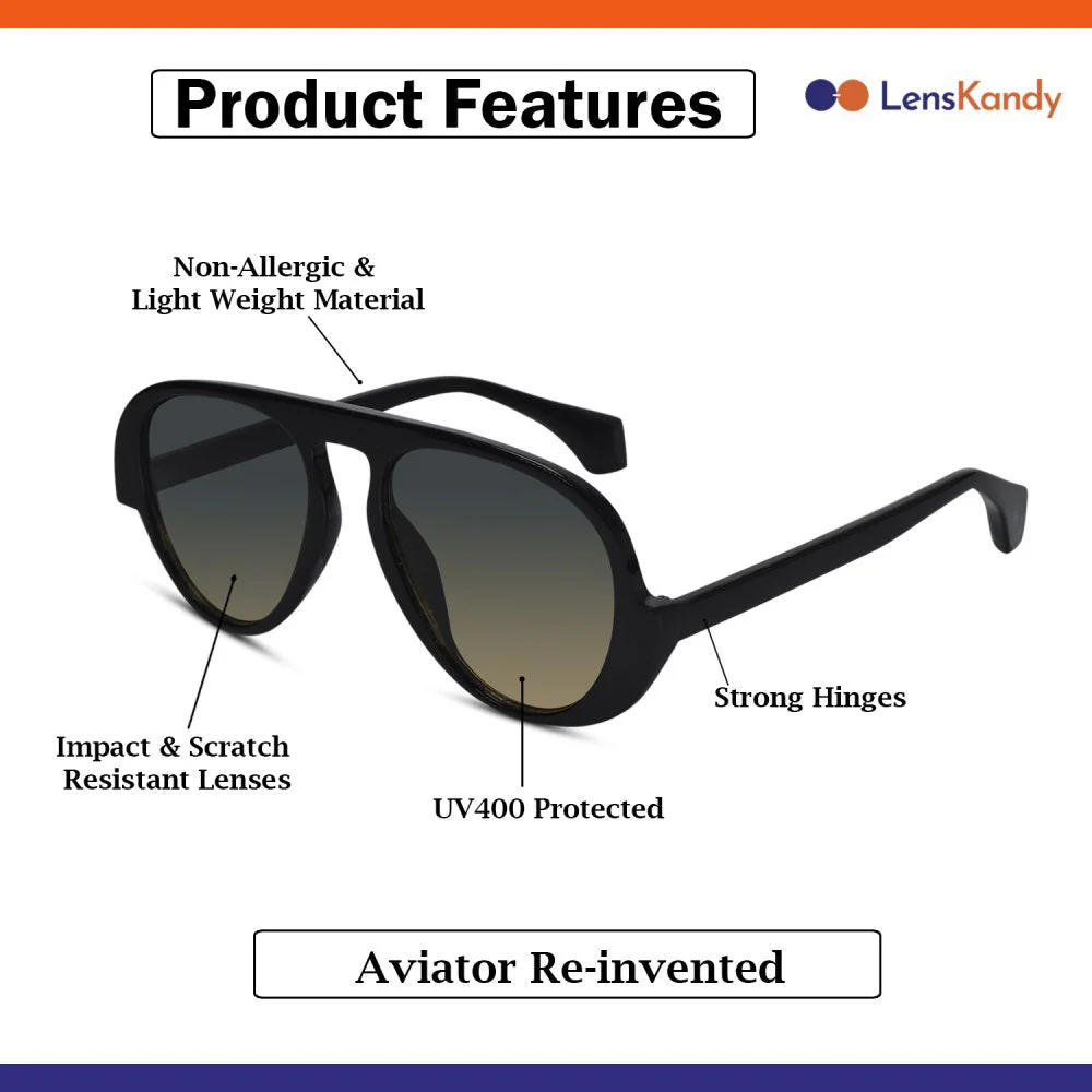 Stylish Pilot Shape Black Sunglasses - Image 5