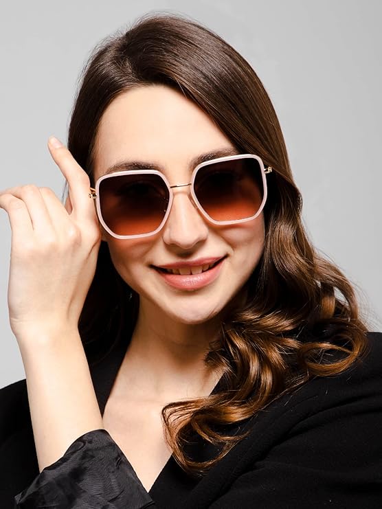 Stylish Pink Hexagonal Square Sunglasses - Image 2
