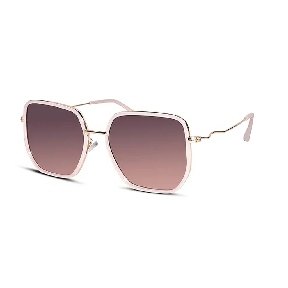 Stylish Pink Hexagonal Square Sunglasses - Image 3