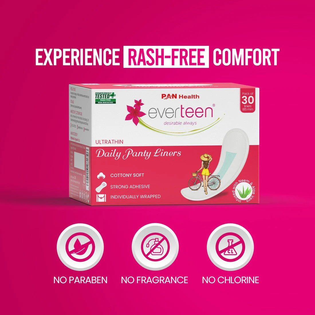 Subscribe to everteen Daily Panty Liners with Neem, Aloe Vera for Vaginal Discharge and Incontinence - Image 3
