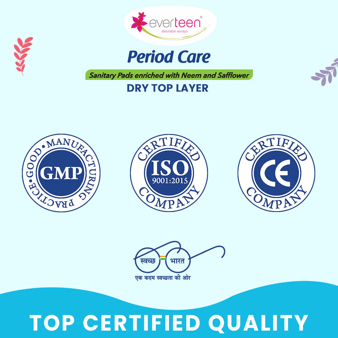 Subscribe to everteen Period Care XXL Dry 40 Sanitary Pads with Double Flaps, Neem, Safflower - Image 4