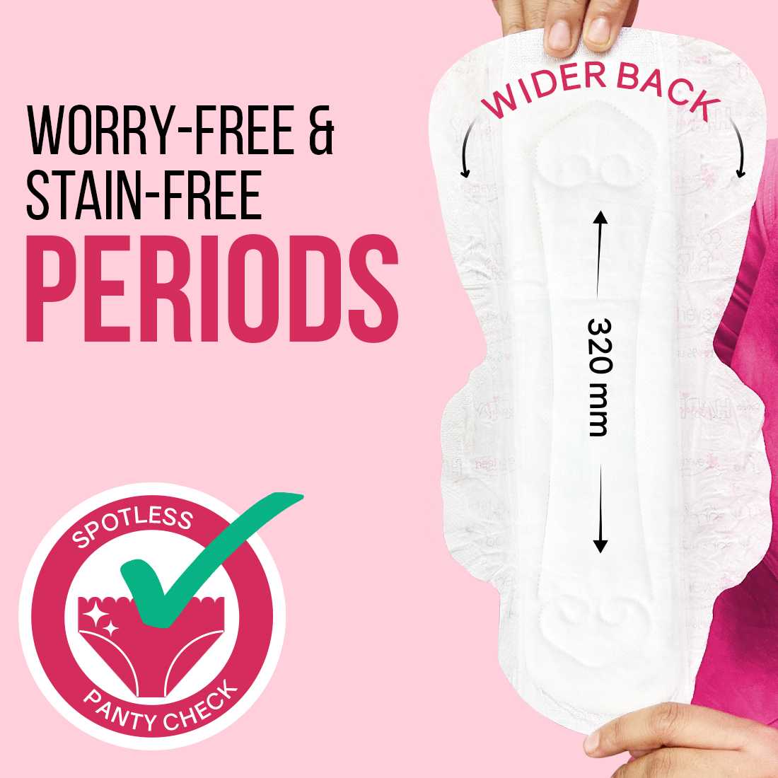 Subscribe to everteen Period Care XXL Soft 40 Sanitary Pads with Double Flaps, Neem, Safflower - Image 6
