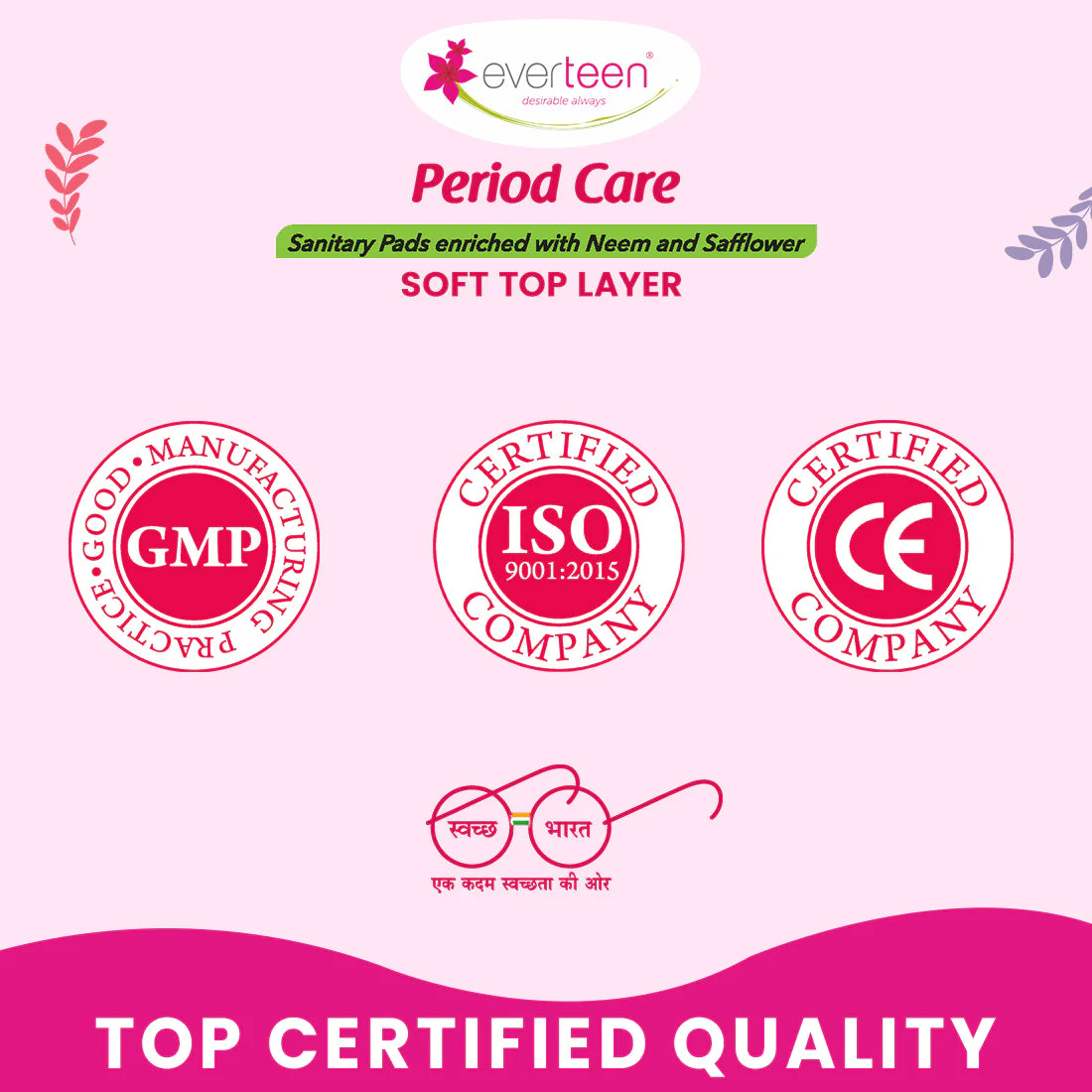 Subscribe to everteen Period Care XXL Soft 40 Sanitary Pads with Double Flaps, Neem, Safflower - Image 9