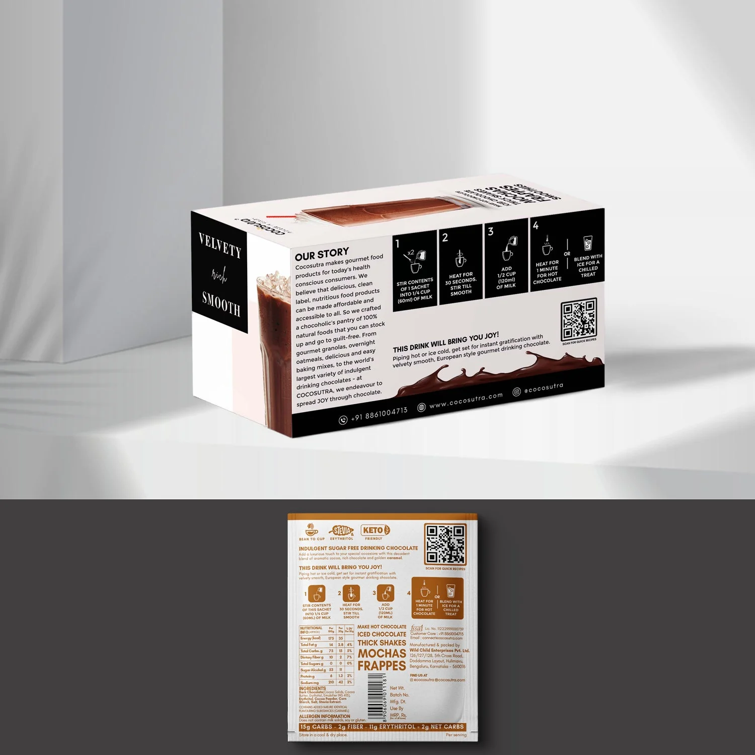Sugar Free Drinking Chocolate Mix - Caramel | 20 Single Serves - Image 2