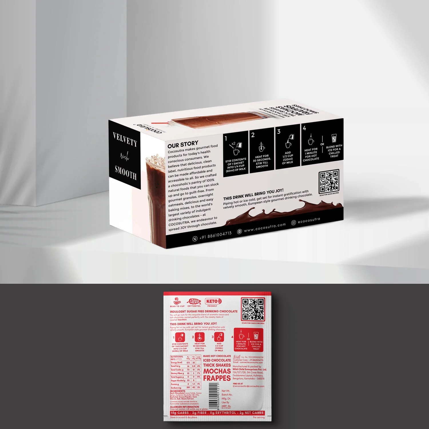 Sugar Free Drinking Chocolate Mix - Hazelnut | 20 Single Serves - Image 2
