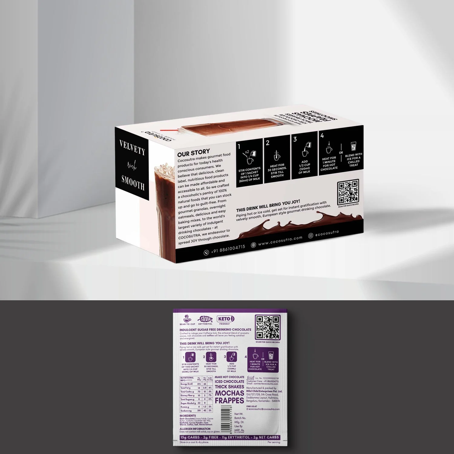 Sugar Free Drinking Chocolate Mix - Mocha | 20 Single Serves - Image 2