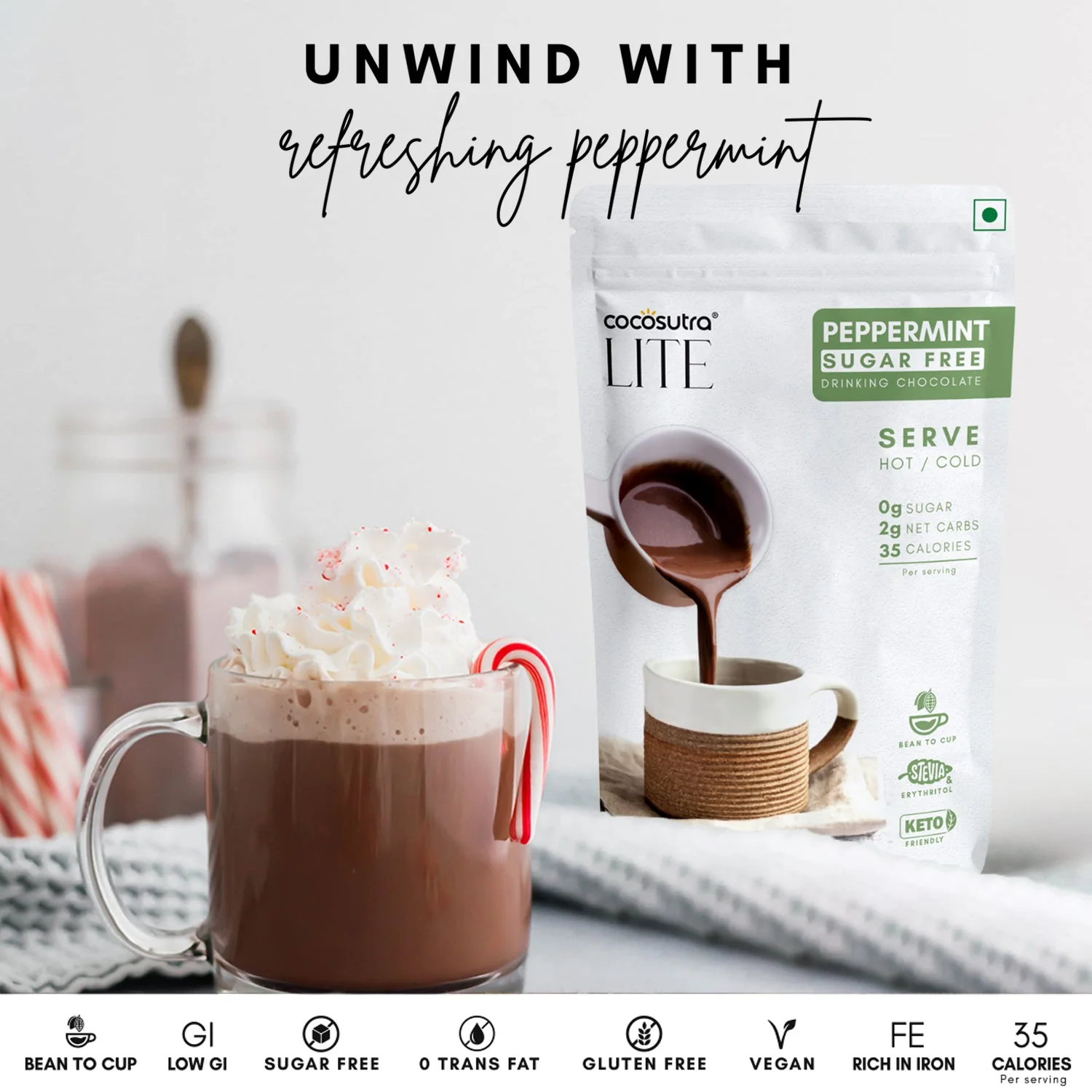 Sugar Free Drinking Chocolate Mix - Peppermint | 200 g - Image 4
