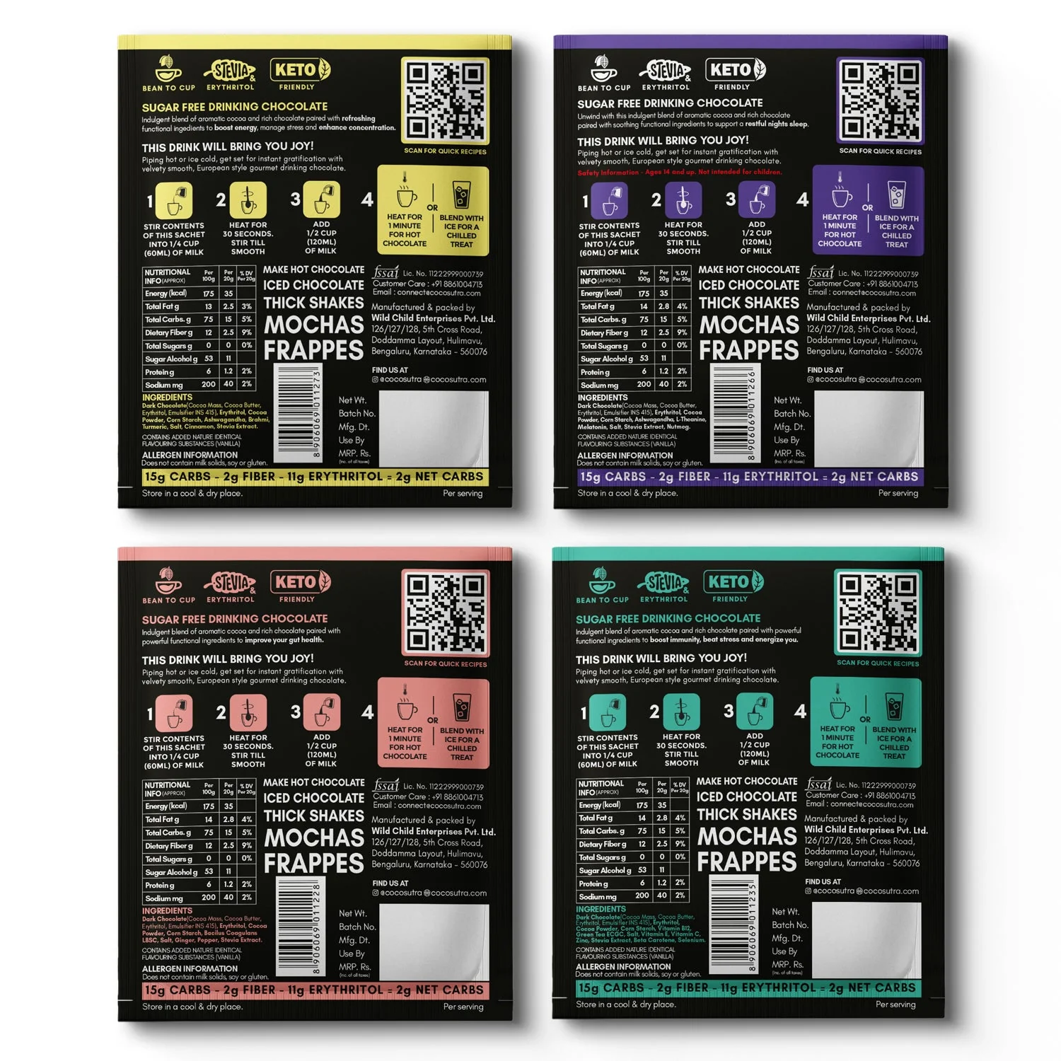 Sugar Free Functional Drinking Chocolate | 4 Sachets | 20g each - Image 2