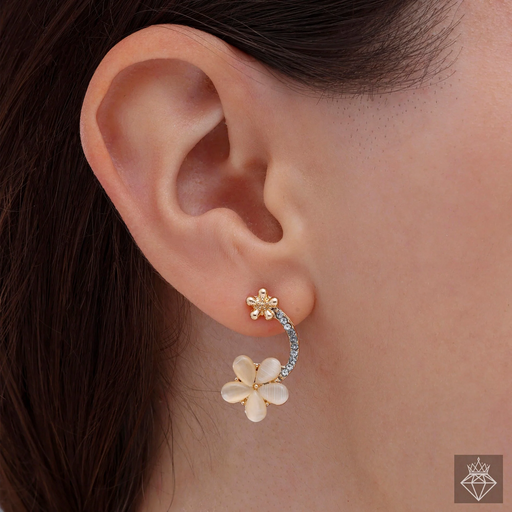 Summer Flower White Dangler Earring - Image 2
