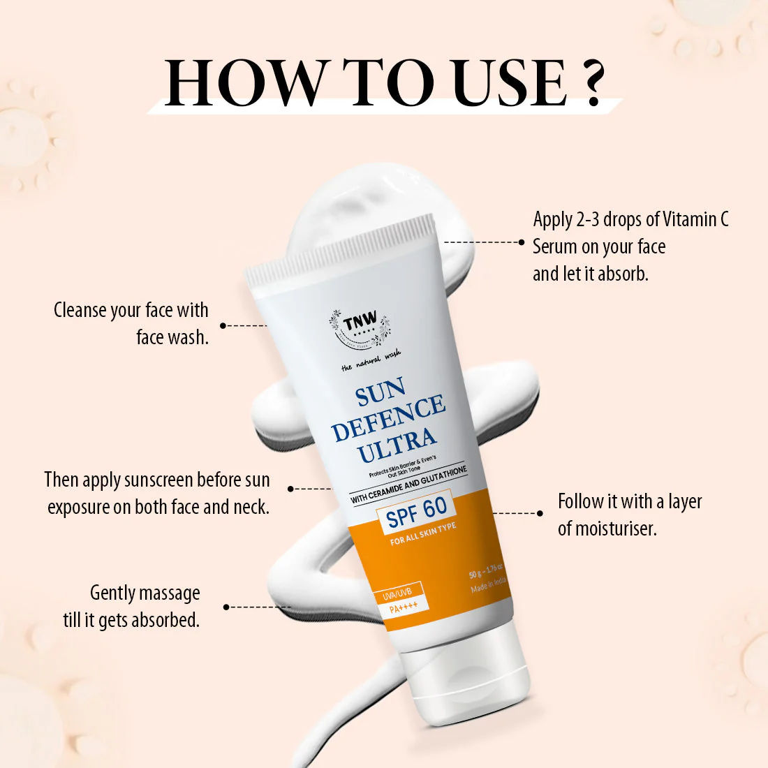 Sun Defence SPF 60 Cream with Glutathione | Protection Against UVA/UVB. - Image 3