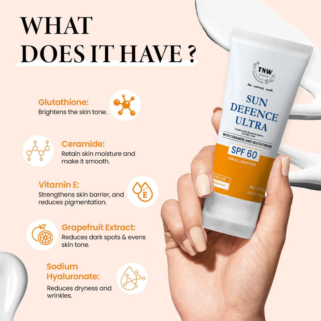 Sun Defence SPF 60 Cream with Glutathione | Protection Against UVA/UVB. - Image 5