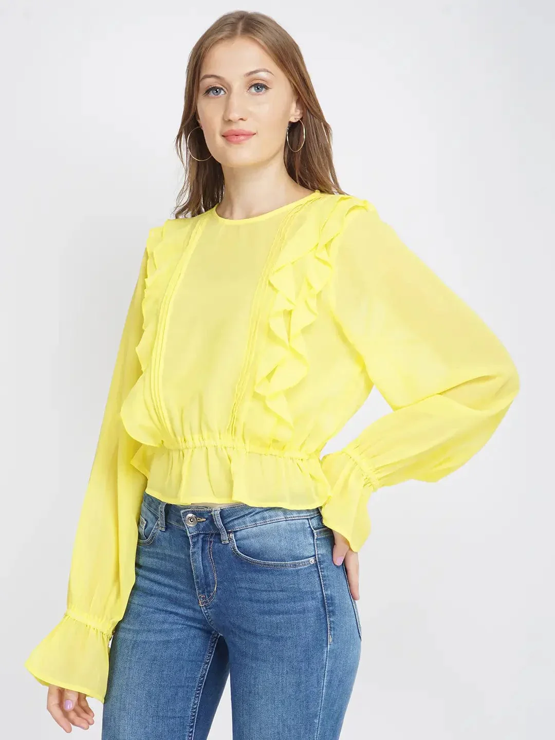 Sunflower Yellow Frilled Women'S Top - Image 4
