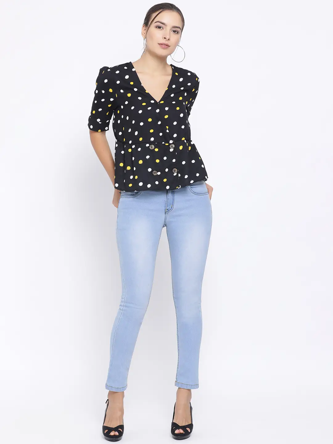 Sunshine Polka Button Women’S Top - Image 2