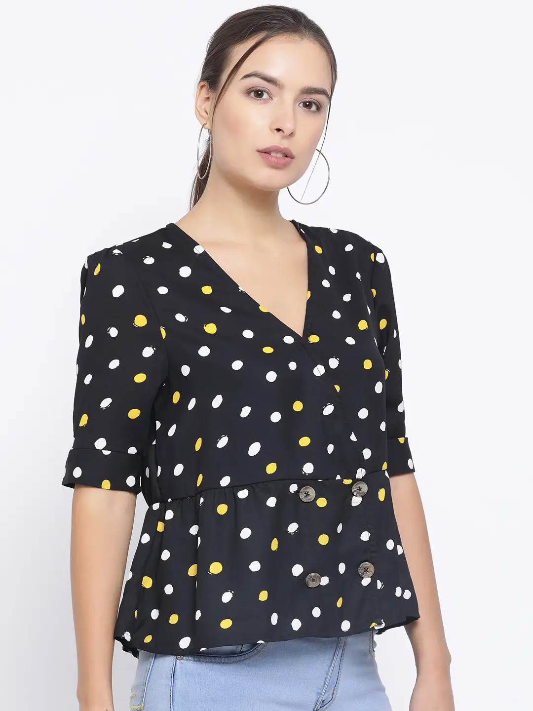 Sunshine Polka Button Women’S Top - Image 3