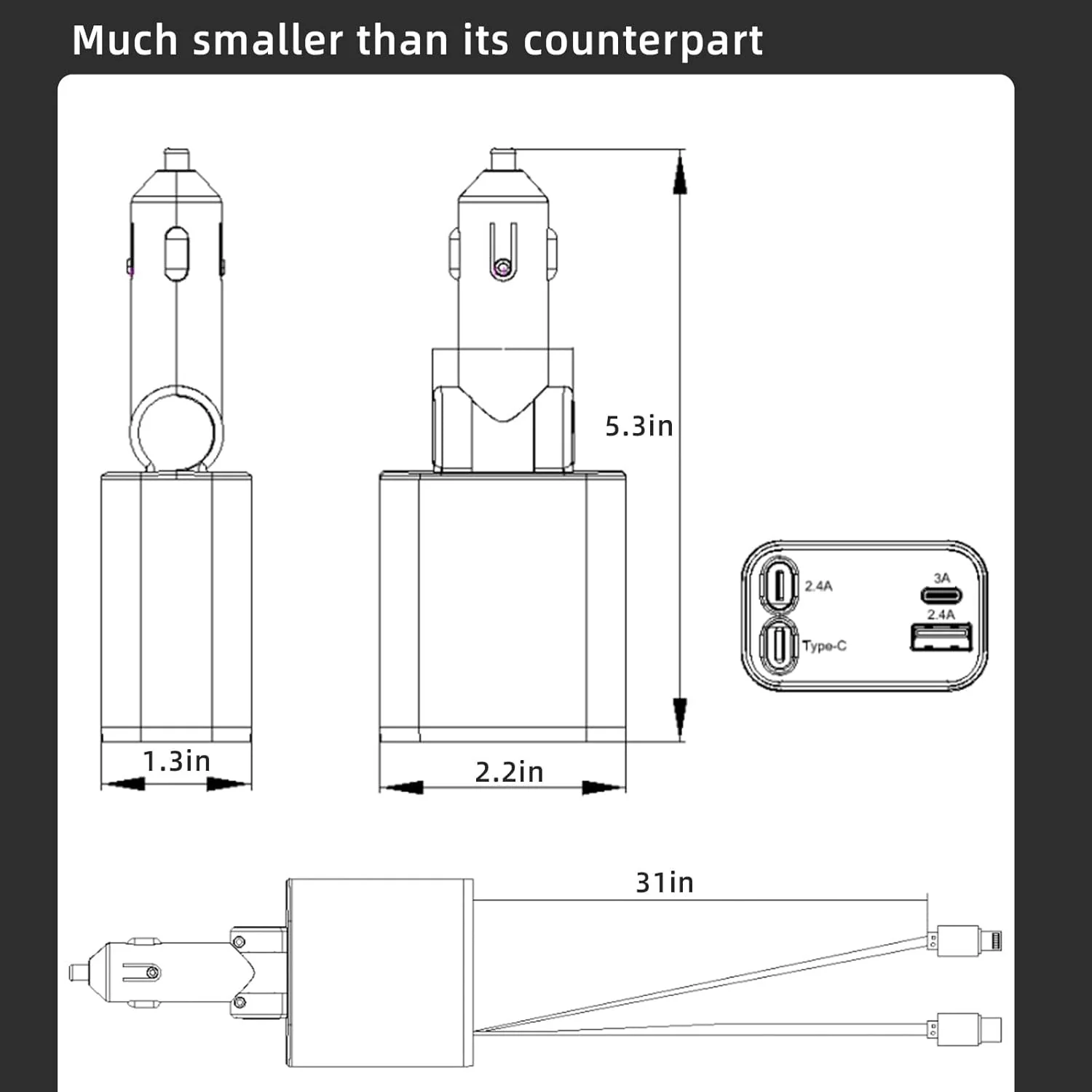 Super Fast Retractable Dual Cable Car Charger With 120W - Cool Pro - Image 6