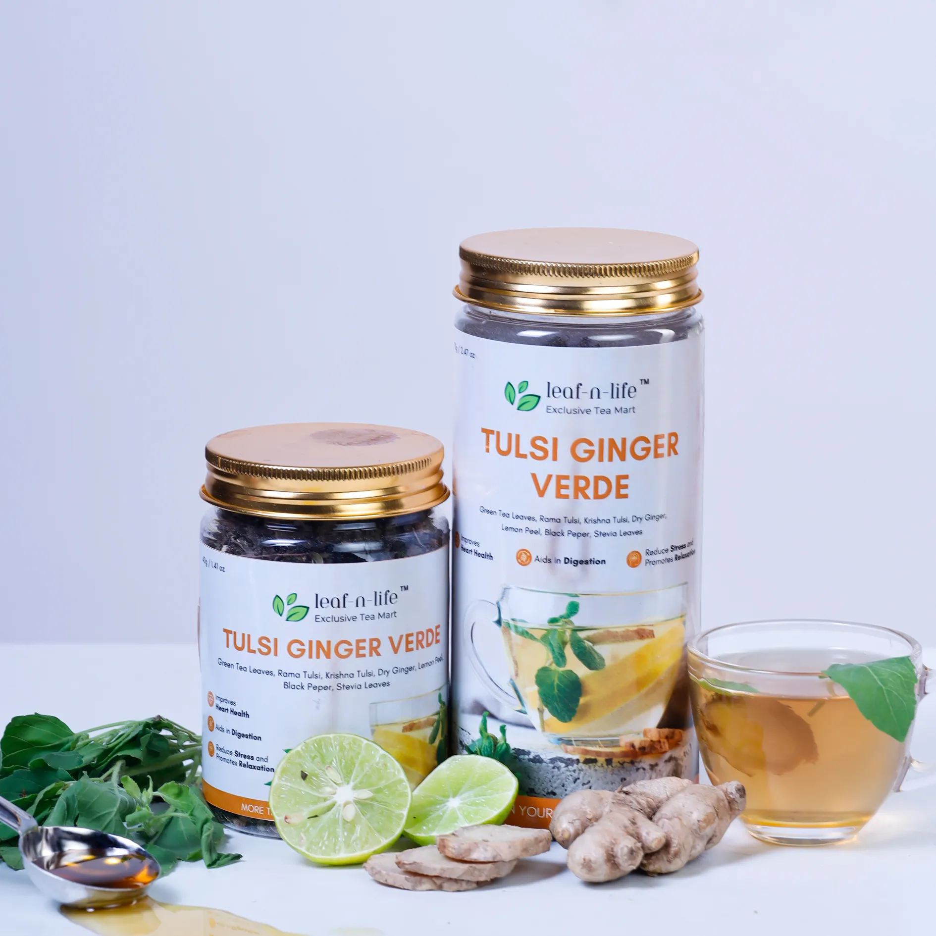 (Super Saver) Tulsi Ginger Verde for Digestion – with Dry Ginger, Tulsi and Lemon Peel - Image 2