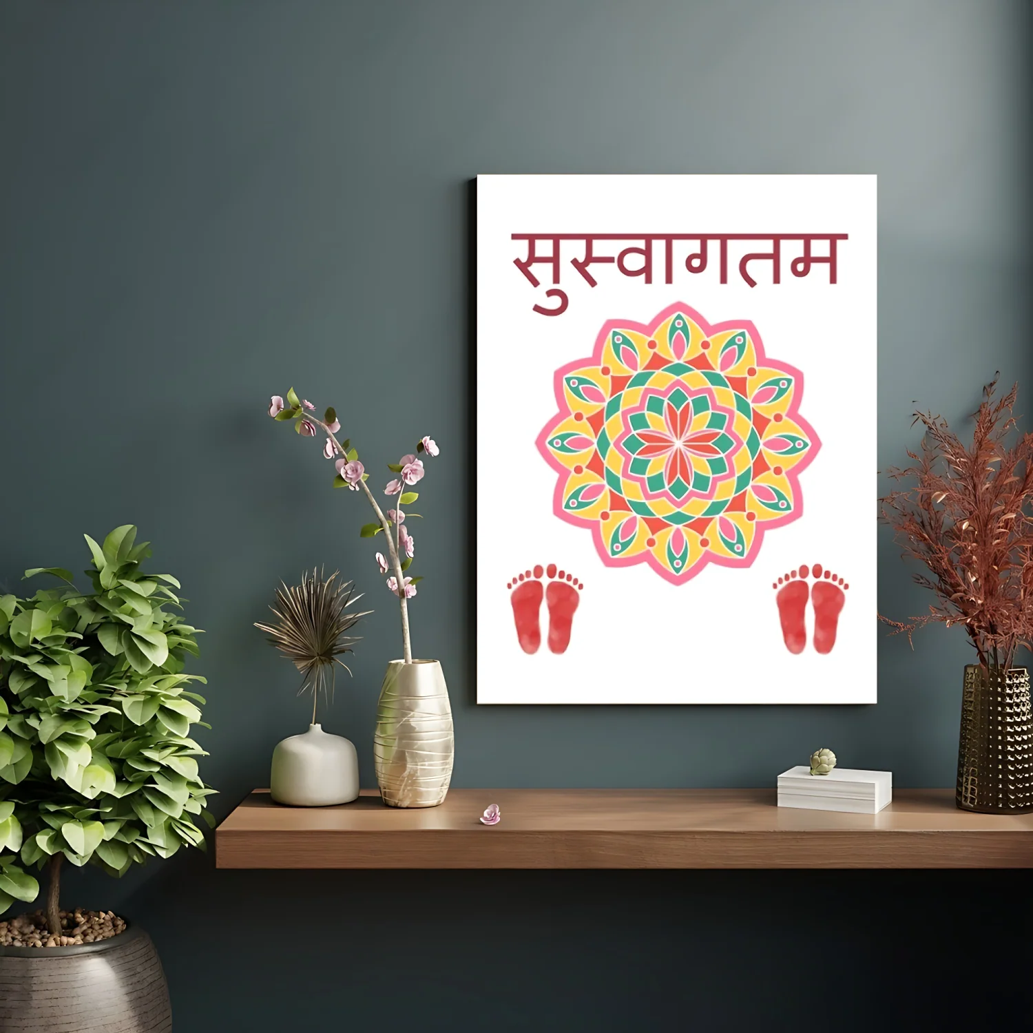 Suswagatam (सुस्वागतम) Quotes Wood Print Wall Art - Image 2