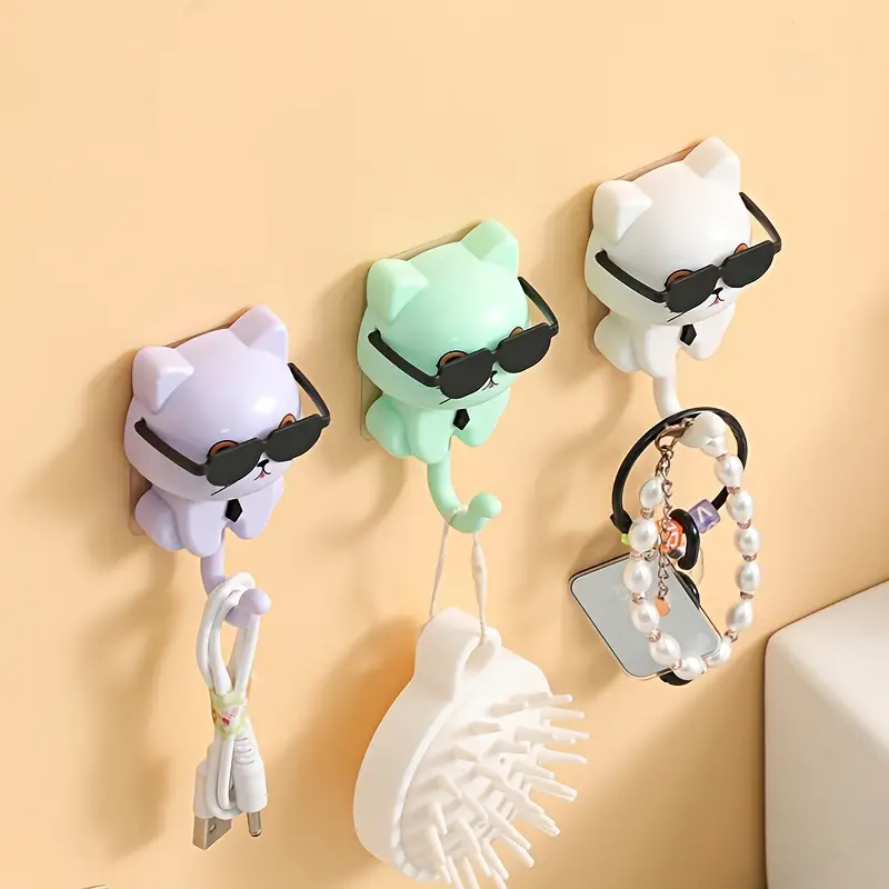 SwagCat: Adorable Cat Wall Hook with Stylish Sunglasses Design for Keys, Towels, Hats & Coats - Image 6