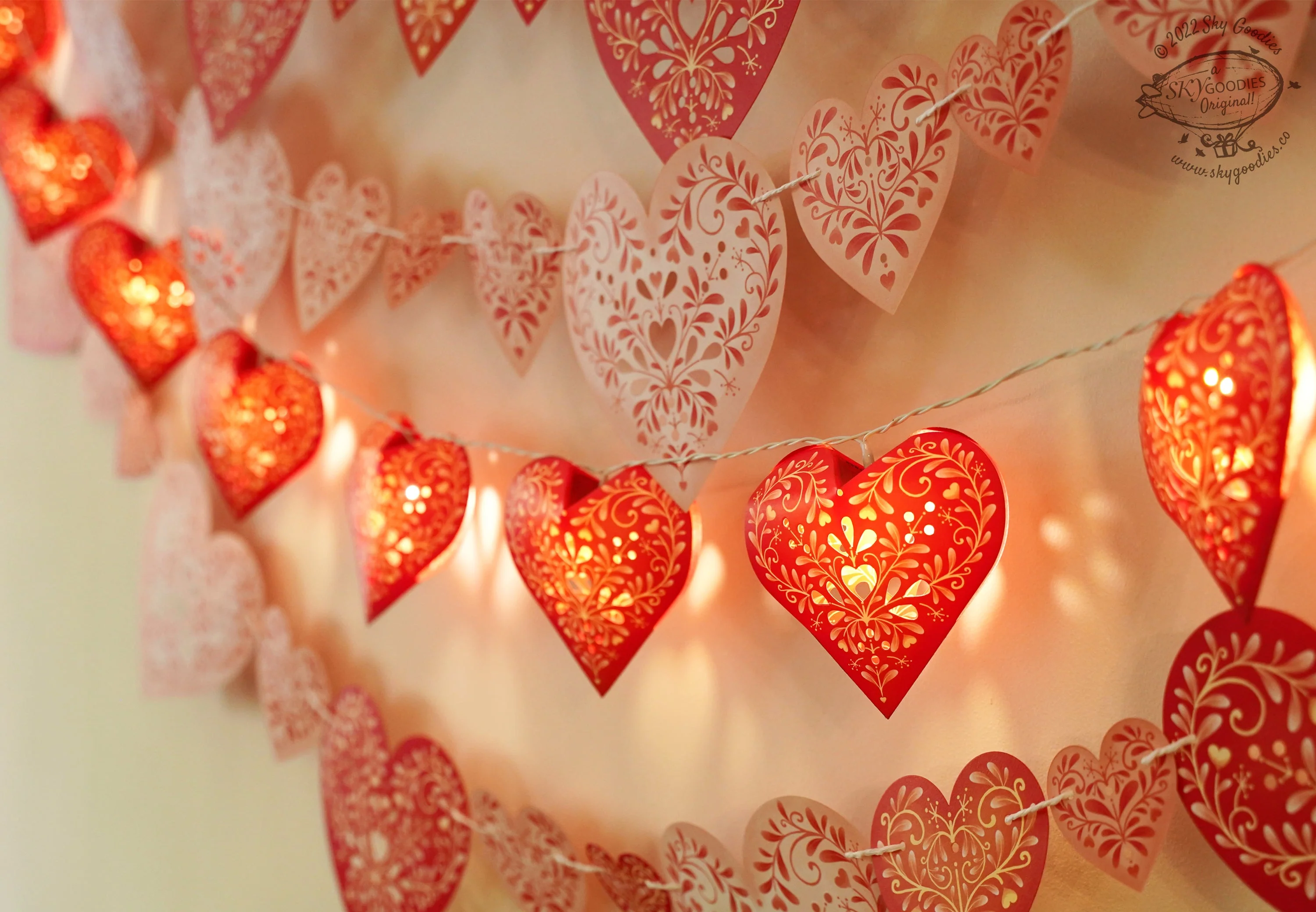 Sweet Hearts COMBO SAVER: Paper Hearts Bunting & Fairy Lights - Image 5