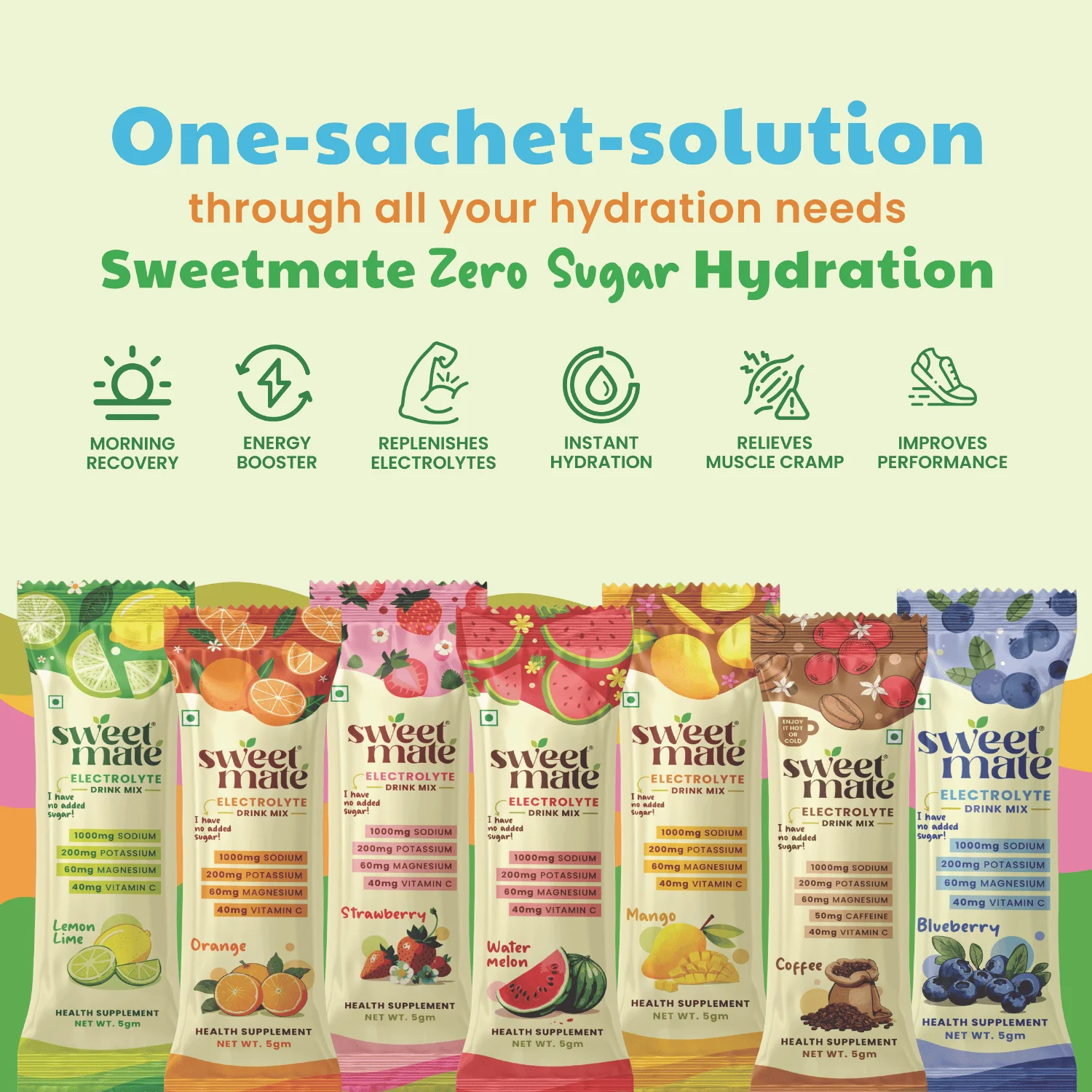 Sweetmate Electrolyte Drink Mix- Lemon Lime Flavour (Pack of 20) - Image 5