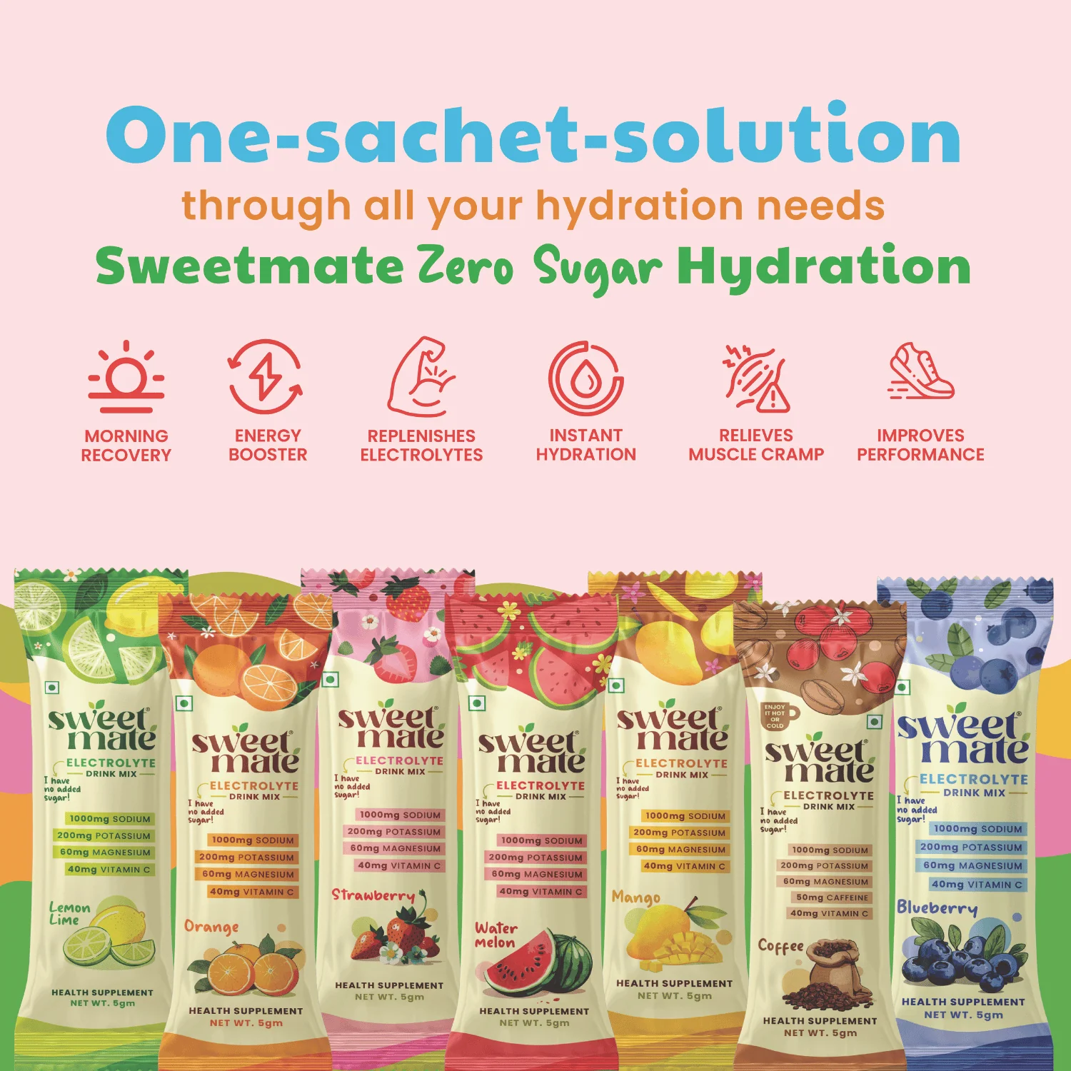 Sweetmate Electrolyte Drink Mix- Watermelon Flavour (Pack of 20) - Image 5