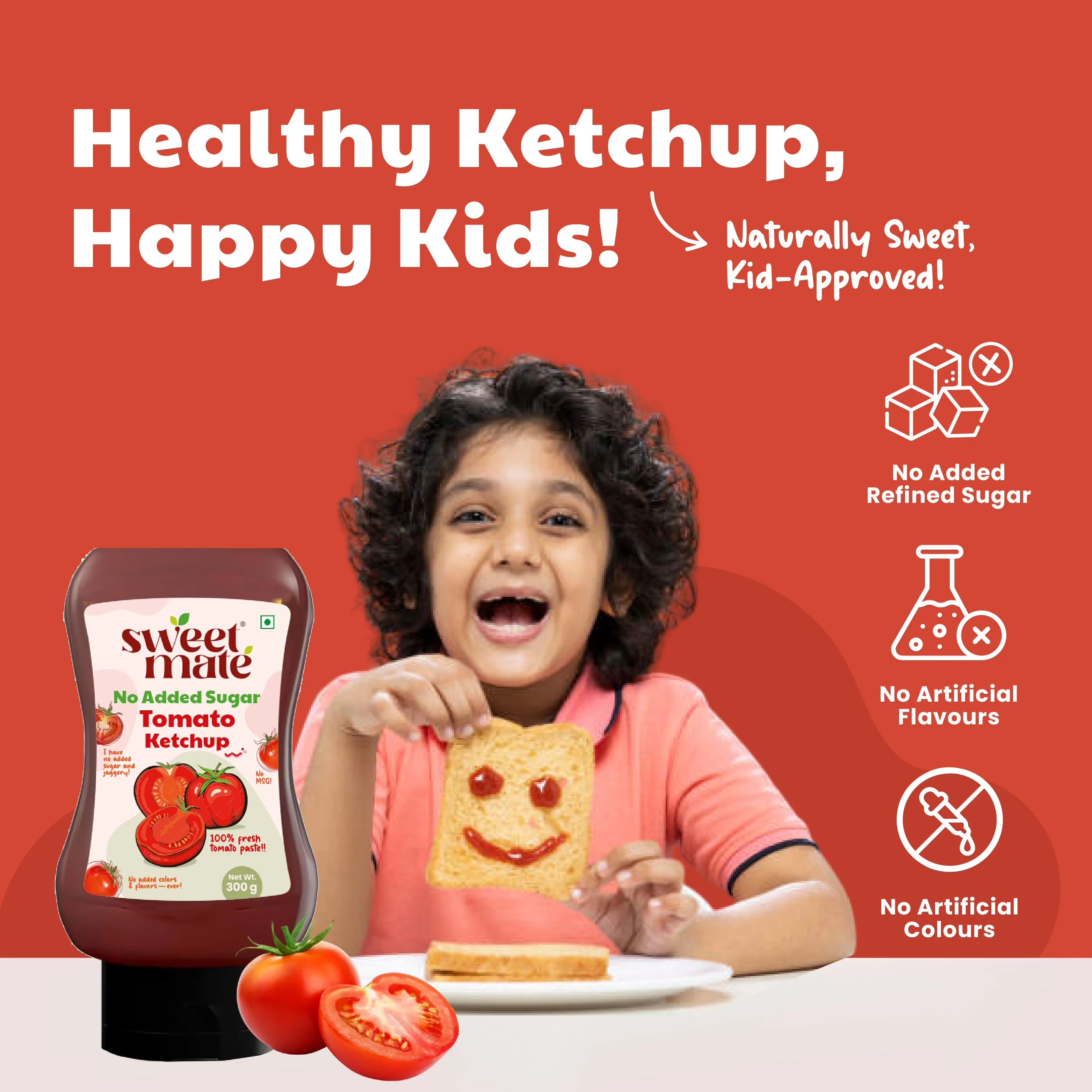 Sweetmate Tomato Ketchup | No Added Sugar & Jaggery | 300g - Image 3