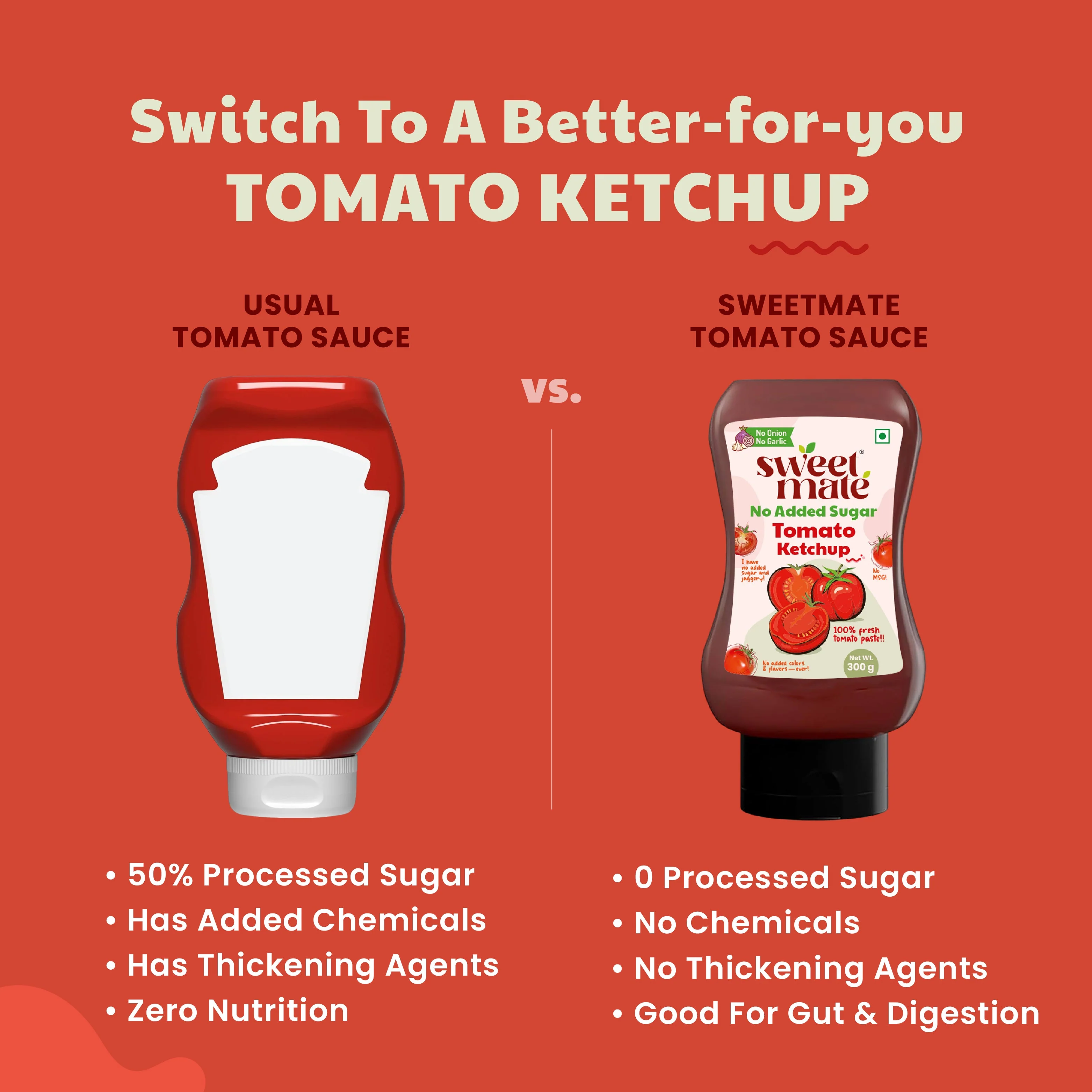 Sweetmate Tomato Ketchup | No Onion, No Garlic | No Sugar or Jaggery | Healthy & Tasty |300g - Image 6