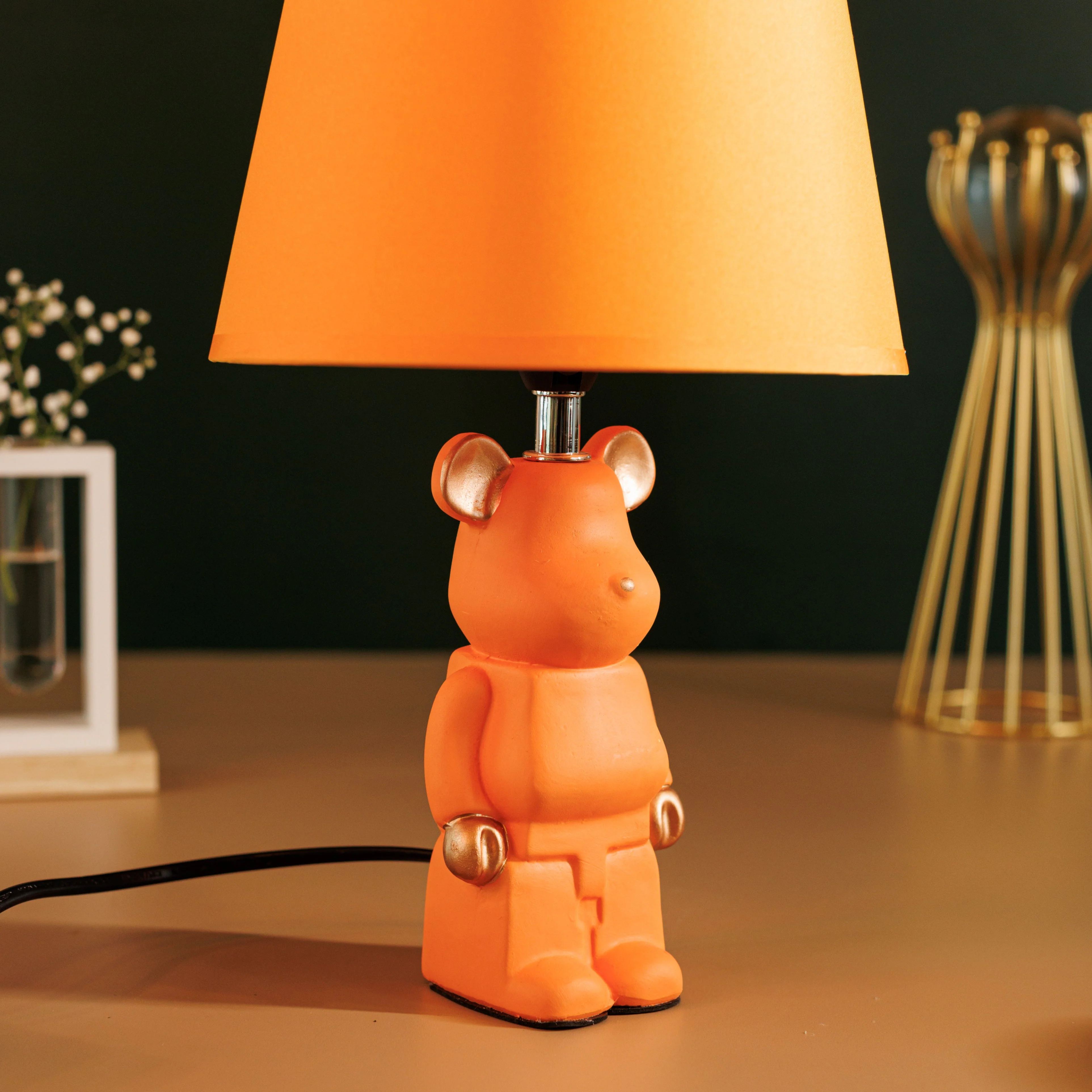 Table Light Bear Bedside Lamp Resin Crafts Cartoon - Orange - Image 5