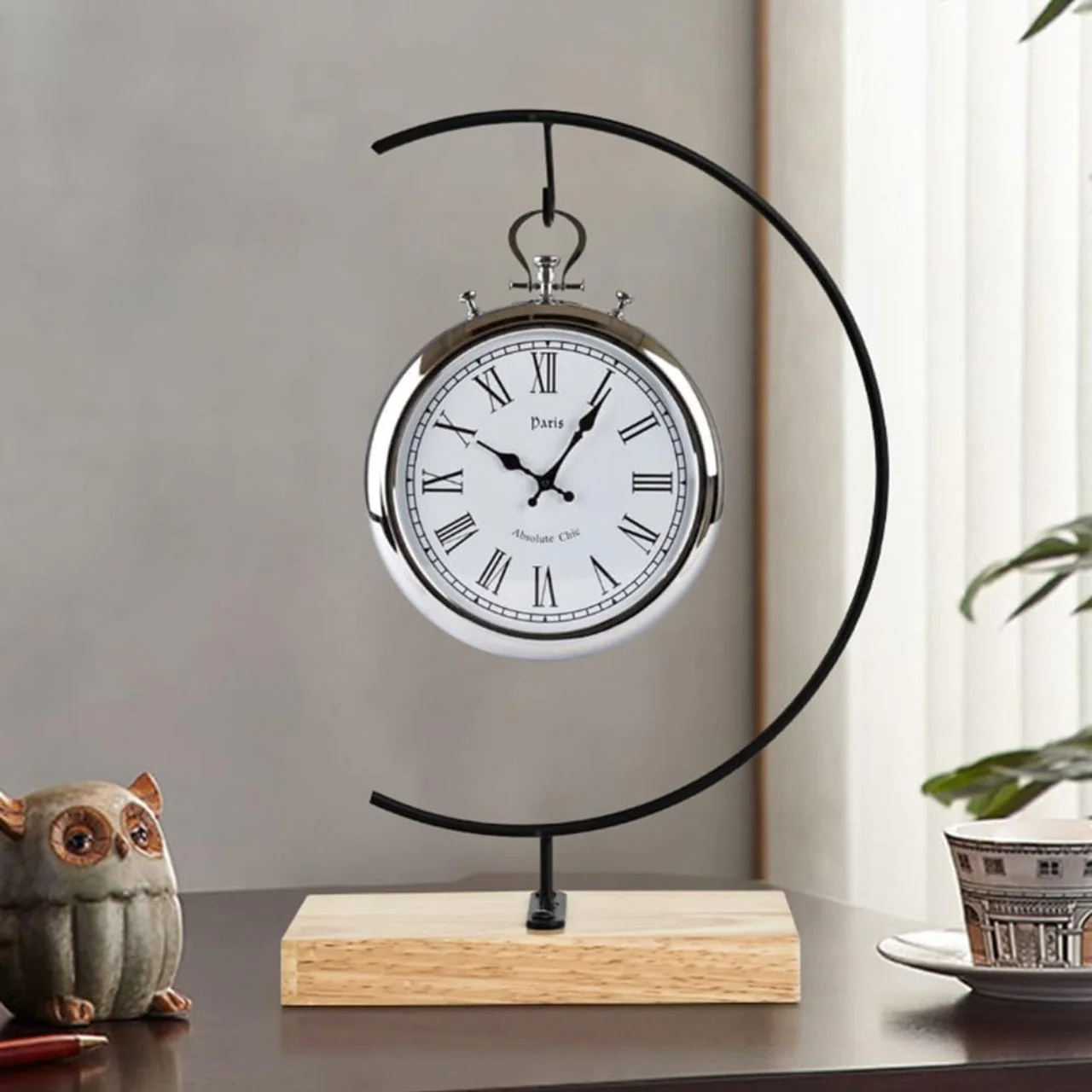 Tabletop Hanging Display Stand with Wooden Base – Metal Ornament Holder - Image 4
