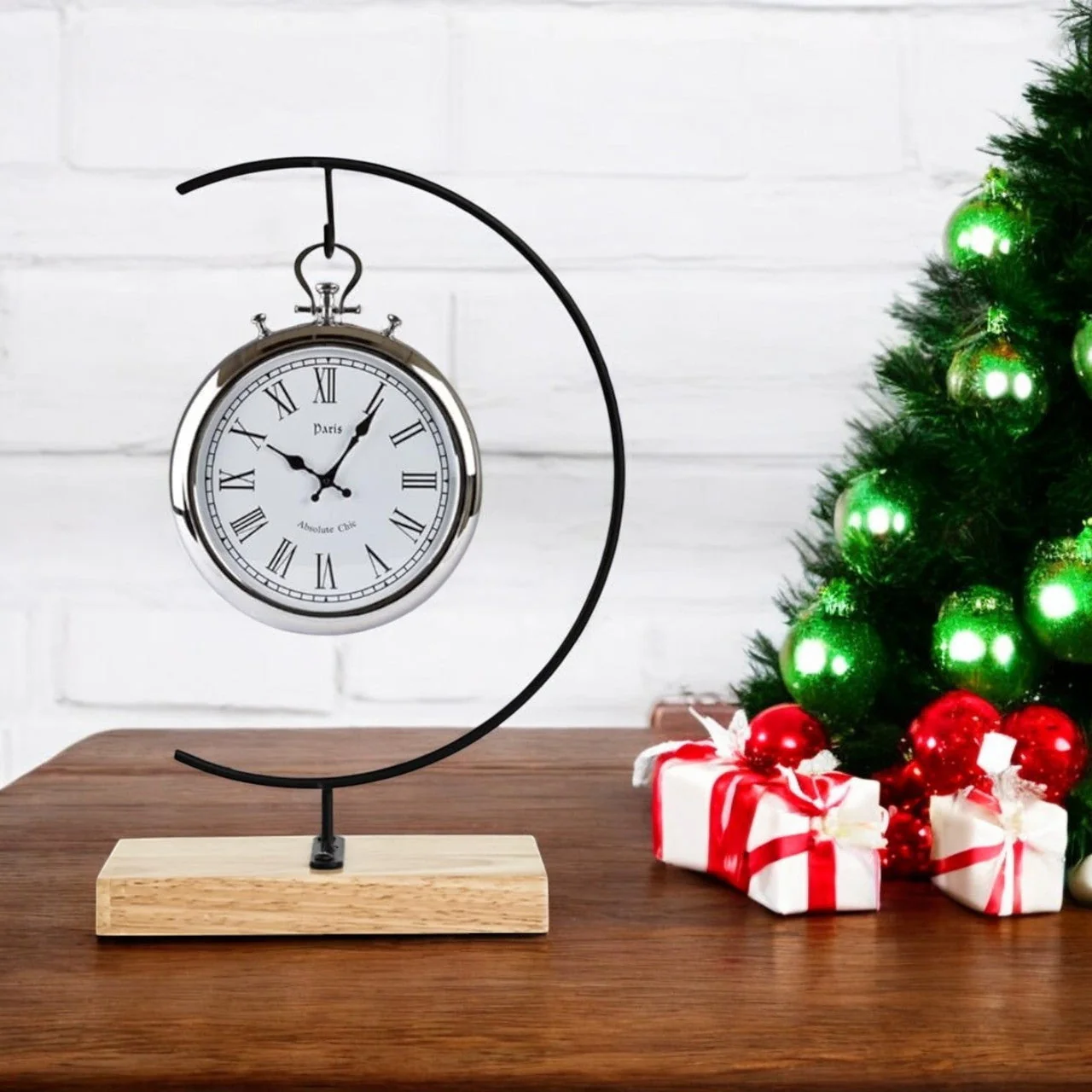 Tabletop Hanging Display Stand with Wooden Base – Metal Ornament Holder - Image 6