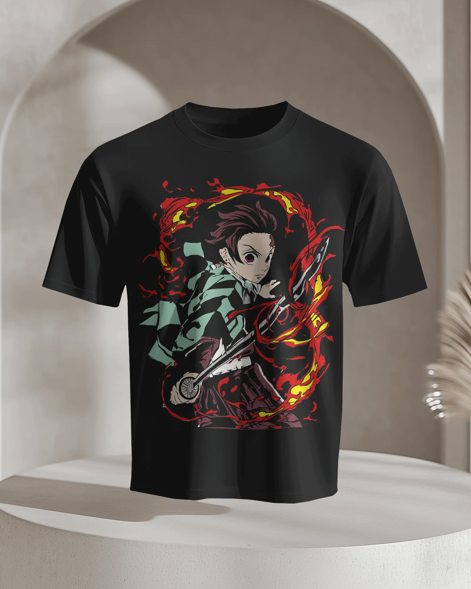 Tanjiro Hinokami Flame Ring Graphic T‑Shirt (Black) - Image 2