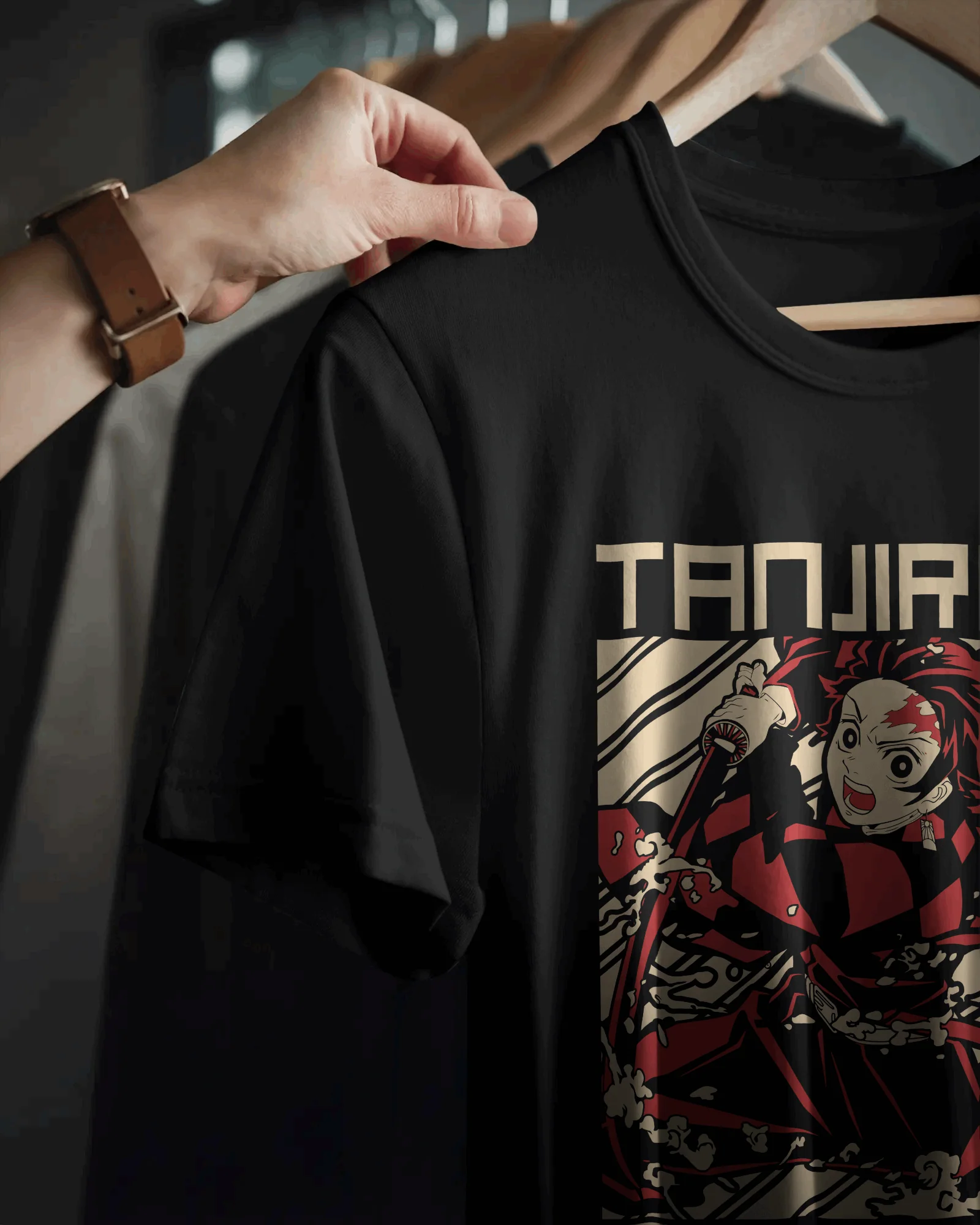 Tanjiro Kanji Panel Graphic T‑Shirt (Black) - Image 2