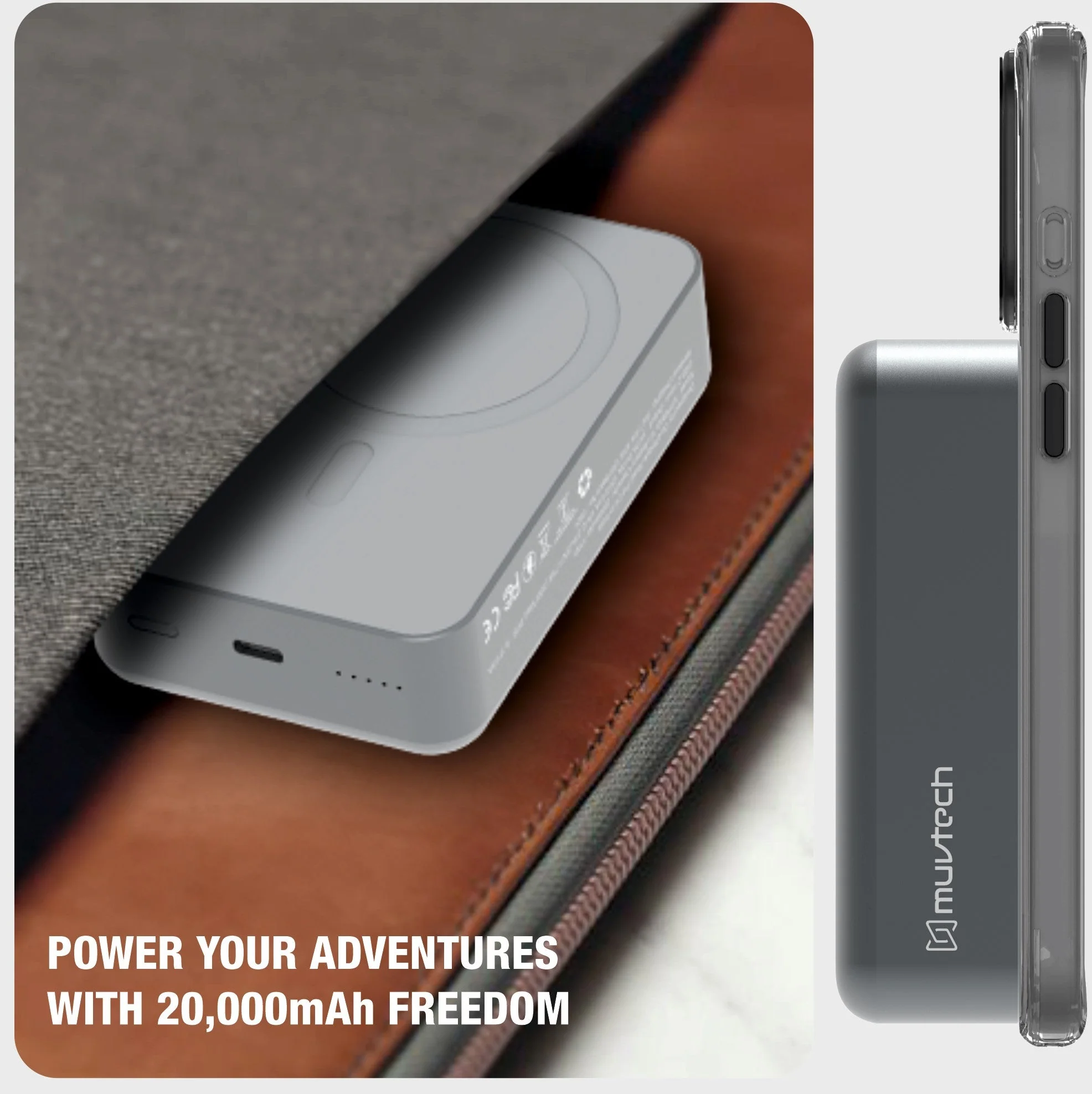 TANK 20000mAh Magnetic Power Bank with 15W Mag-Safe Wireless Charging & 35W Fast USB-C Charging for iPhone, iPad, and Laptops - Image 4