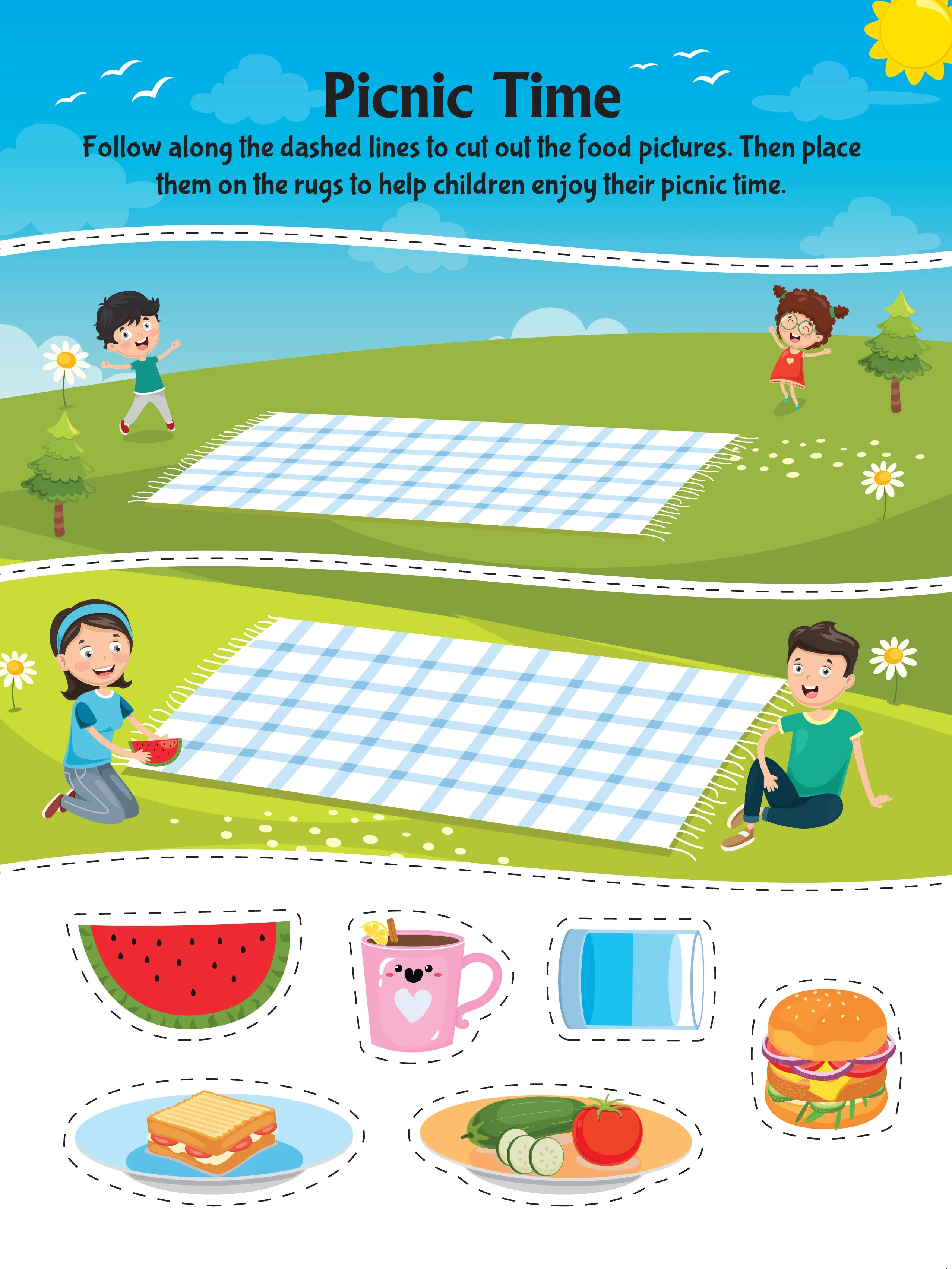 Tasty Foods Scissors Skills Activity Book for Kids Age 4 - 7 years | With Child- Safe Scissors, Games and Mask - Image 4
