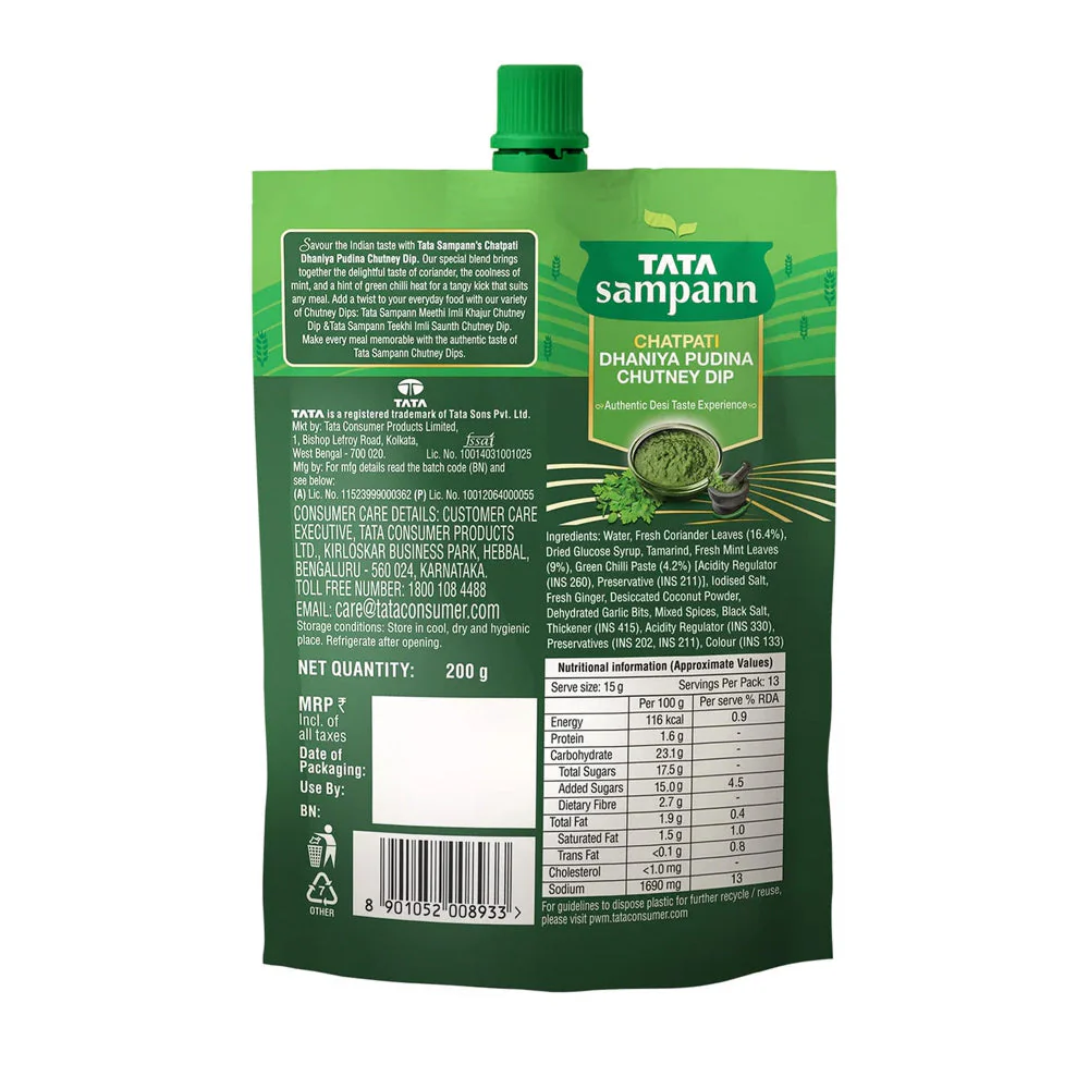 Tata Sampann Chatpati Dhaniya Pudina Chutney 600g (200gm x 3) - Image 3