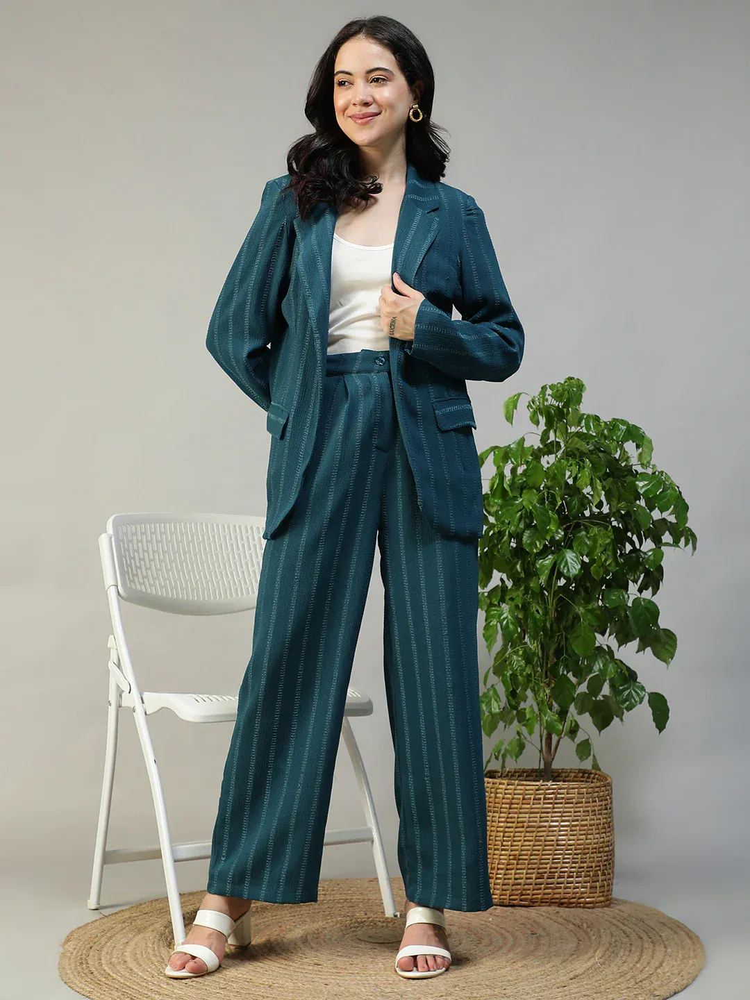 Teal Stripe Women’s Co-ord Set | Blazer & Pants - Image 8