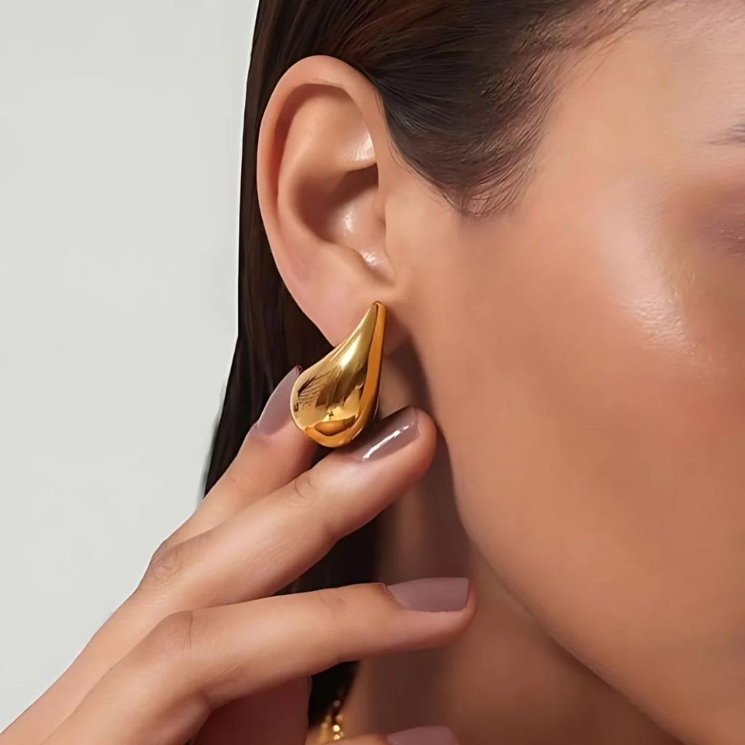 Tear Drop Golden Earring - Just Rs. 49 - Image 2