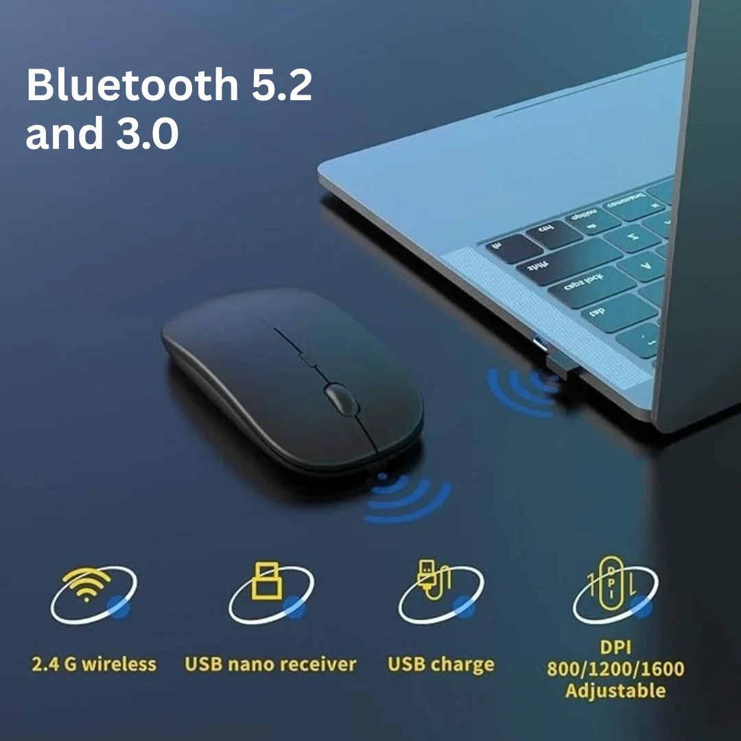 Tecmarx Glider 131 Wireless Mouse | 2-in-1 Dual Connectivity | Rechargeable | Silent Click - Image 7