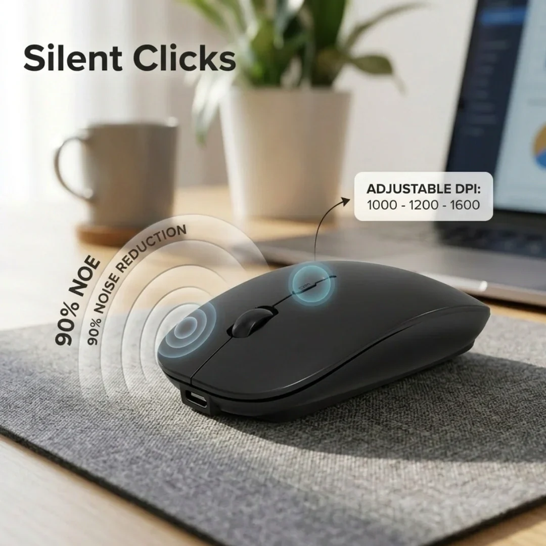 Tecmarx Glider 131 Wireless Mouse | 2-in-1 Dual Connectivity | Rechargeable | Silent Click - Image 9