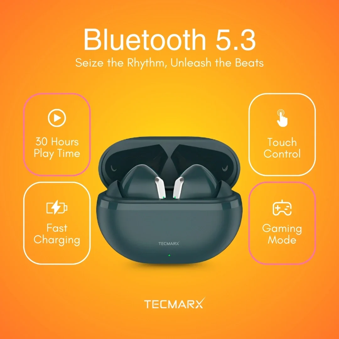 Tecmarx Royal 351 Bluetooth Earbuds | 30 Hr Playtime  | Balance Sound - Image 40